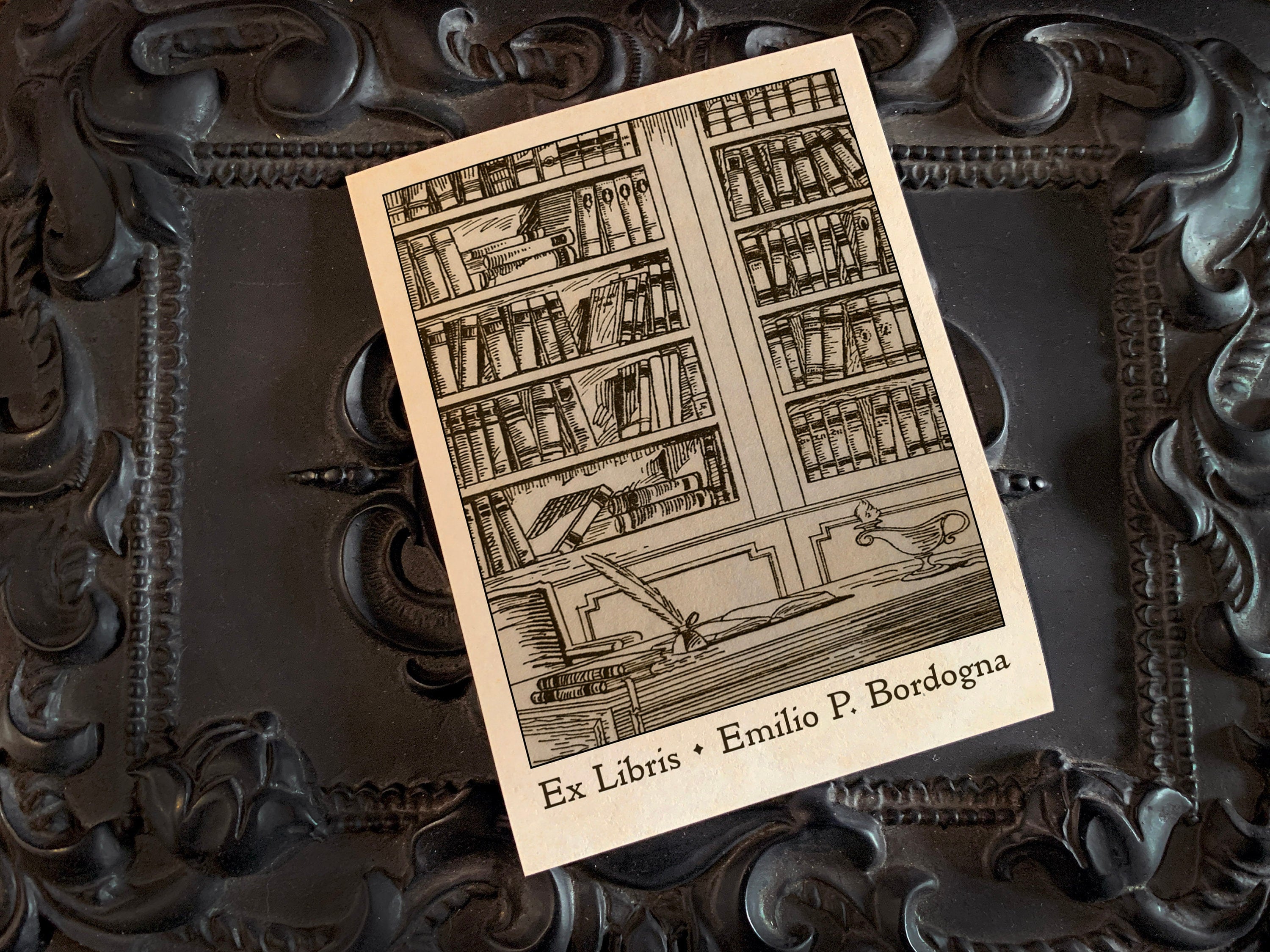 Bookcases, Personalized Ex-Libris Bookplates, Crafted on Traditional Gummed Paper, 3in x 4in, Set of 30