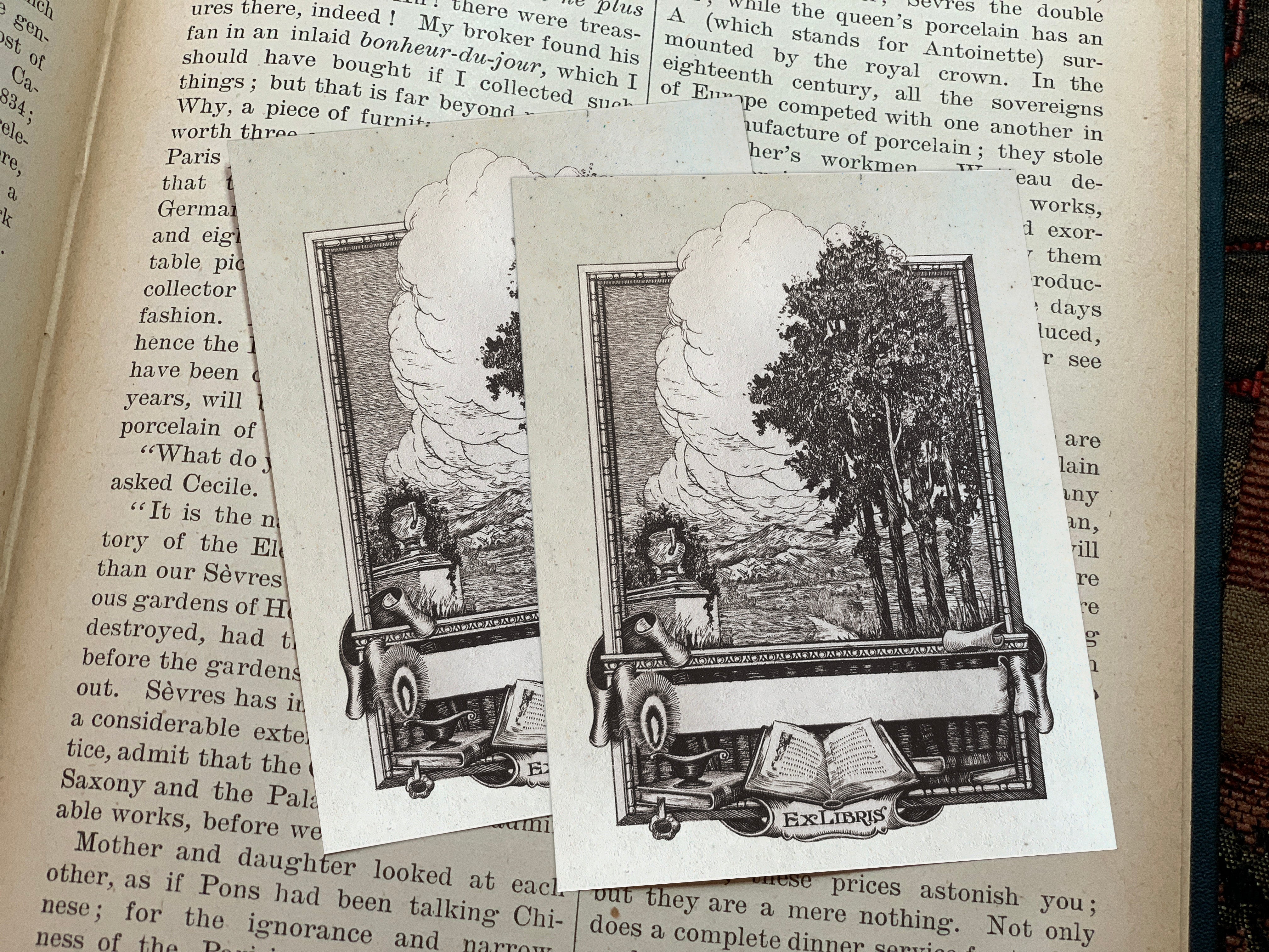 Life's Pleasures, Personalized Ex-Libris Bookplates, Crafted on Traditional Gummed Paper, 2.5in x 4in, Set of 30