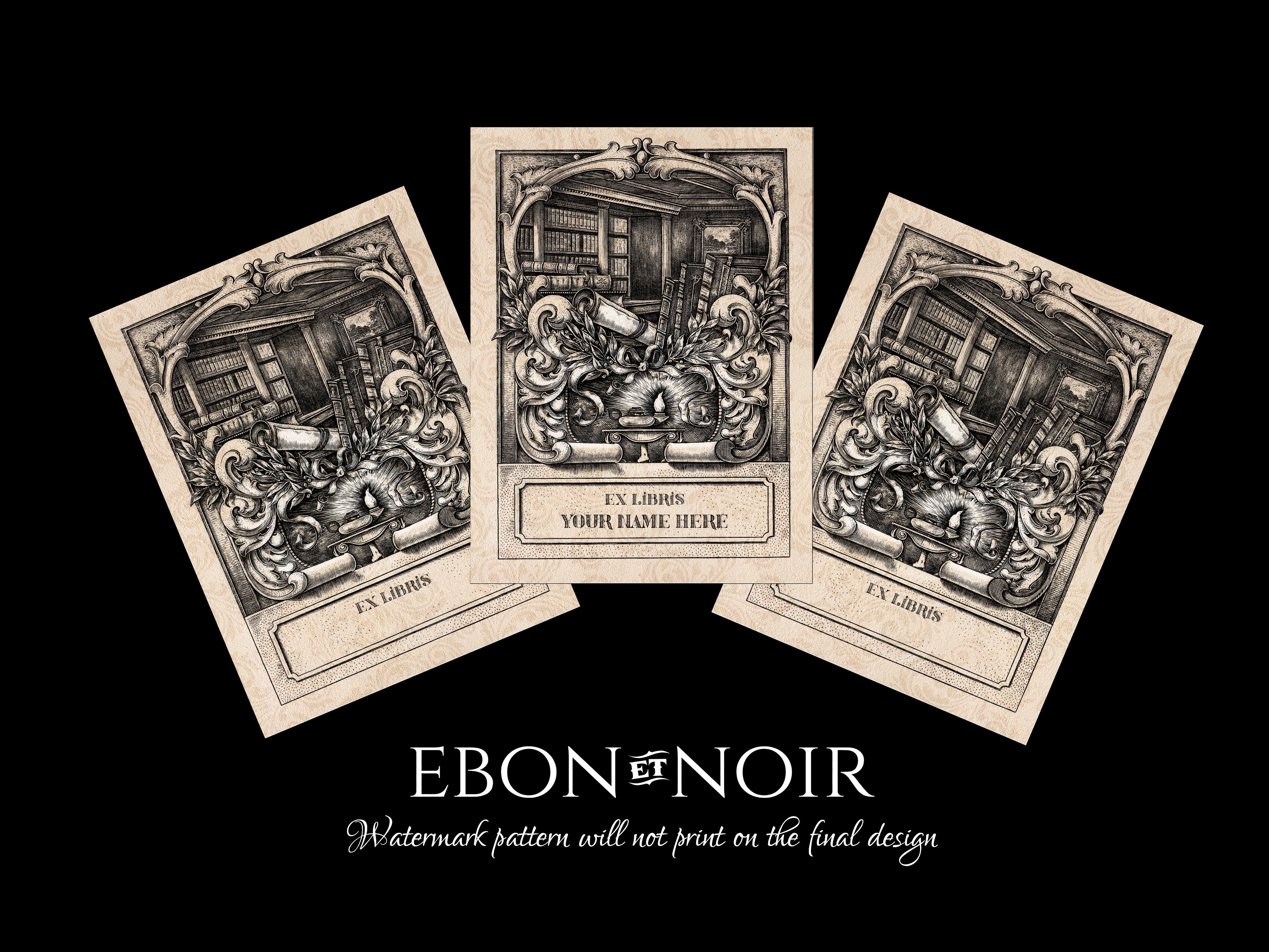 Lamp of Knowledge, Personalized Ex-Libris Bookplates, Crafted on Traditional Gummed Paper, 3in x 4in, Set of 30