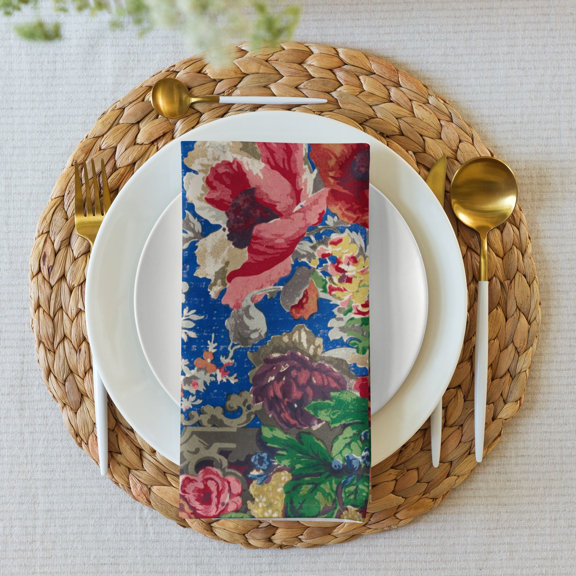 Patchwork Floral Squares Cloth Napkins, Add Mystery to Your Table, 20in x 20in (50.8 cm x 50.8 cm), Set of 4 Napkins