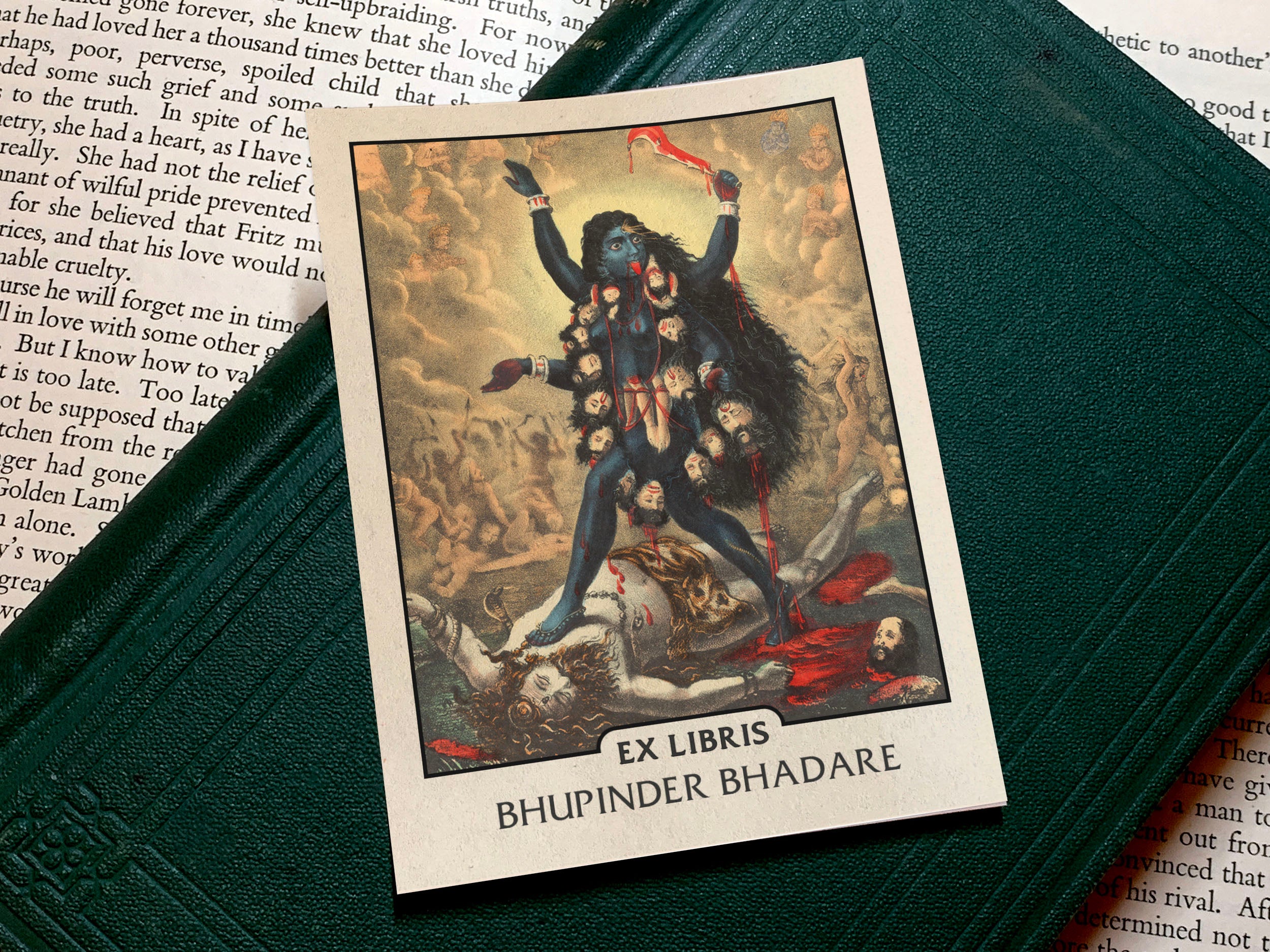 Goddess Kali, Personalized Ex-Libris Bookplates, Crafted on Traditional Gummed Paper, 3in x 4in, Set of 30