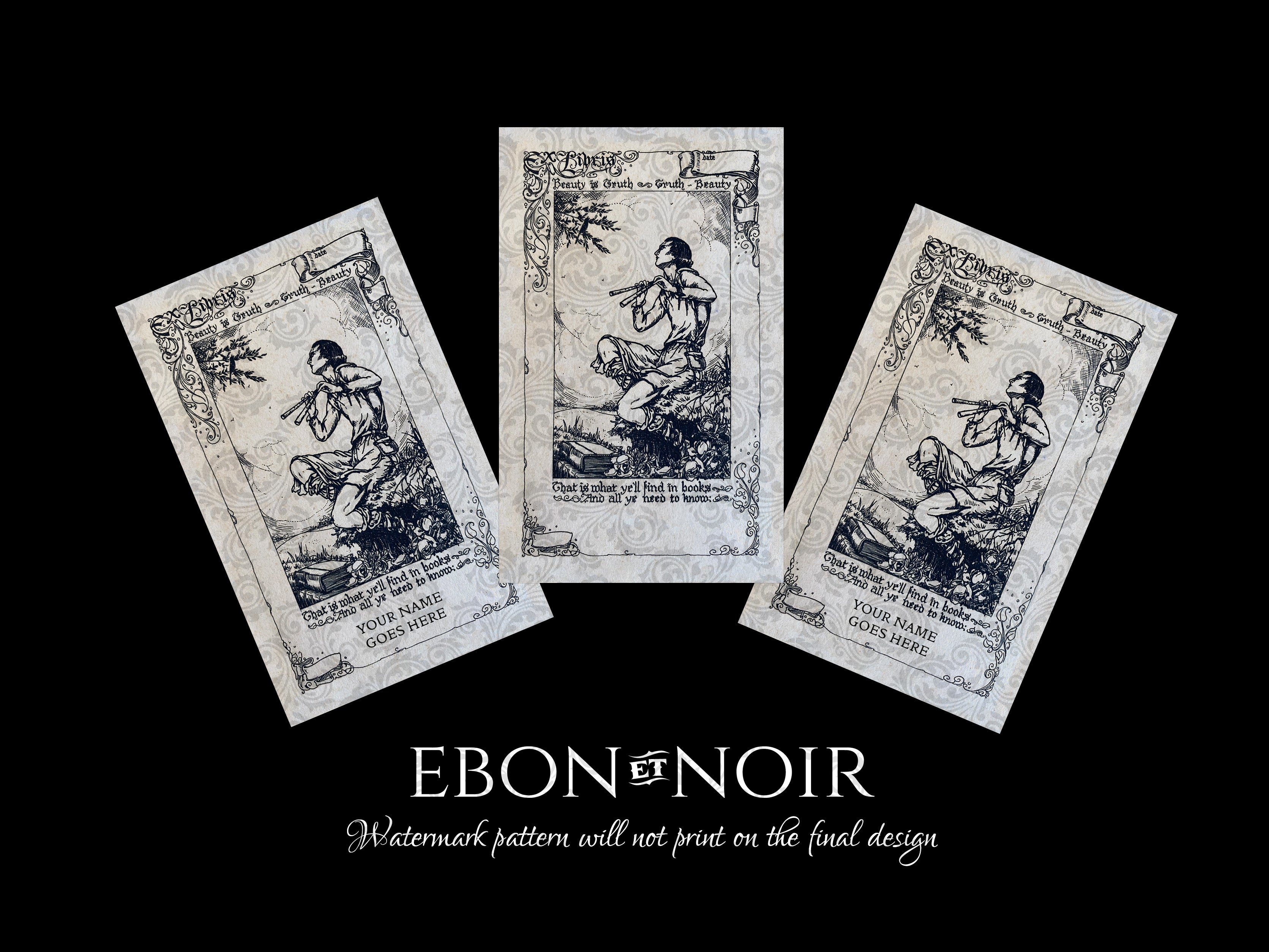 Beauty is Truth, Truth is Beauty, Personalized Ex-Libris Bookplates, Crafted on Traditional Gummed Paper, 2.5in x 4in, Set of 30