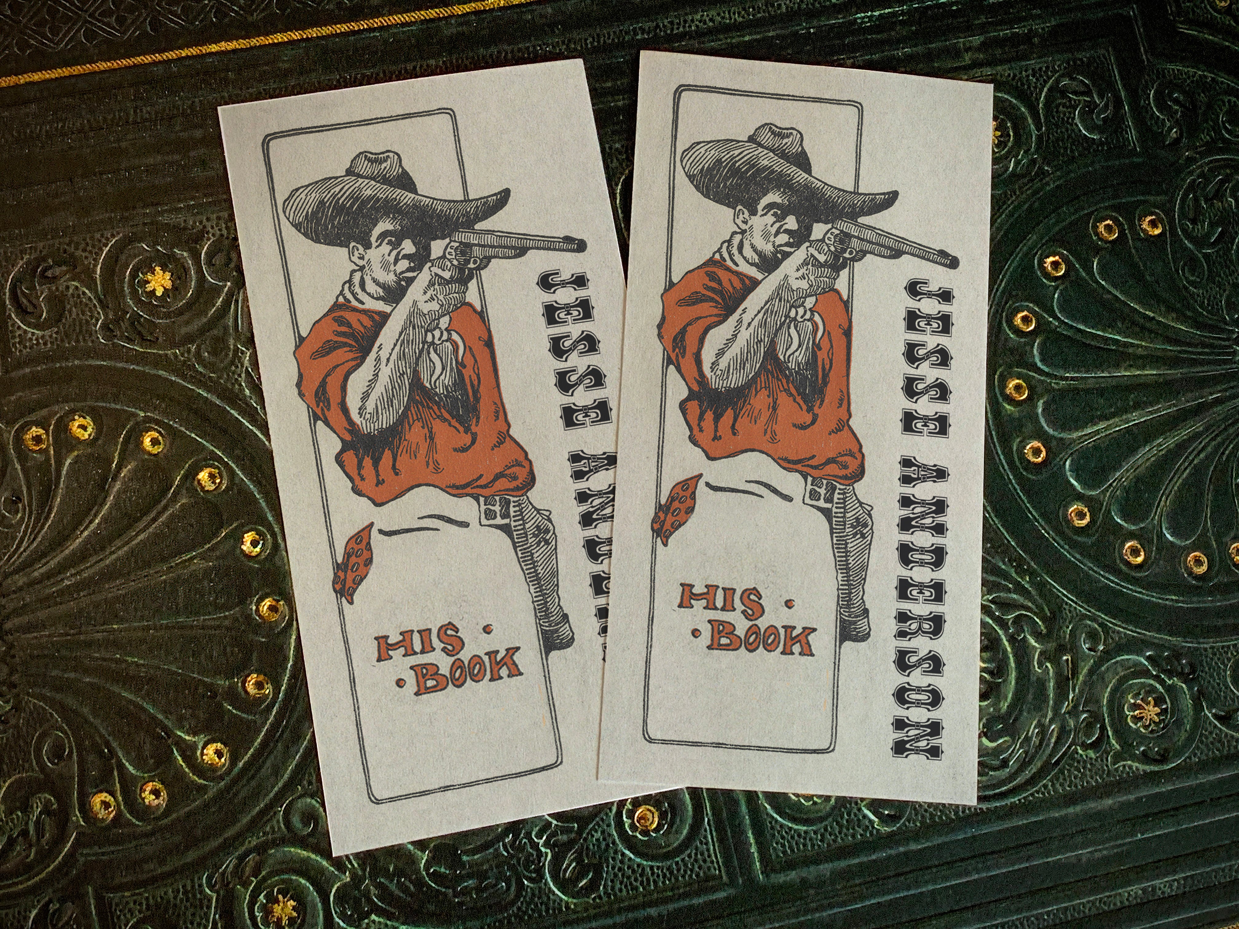 African American Cowboy, Personalized Ex-Libris Bookplates For Him, Crafted on Traditional Gummed Paper, 4in x 2in, Set of 30