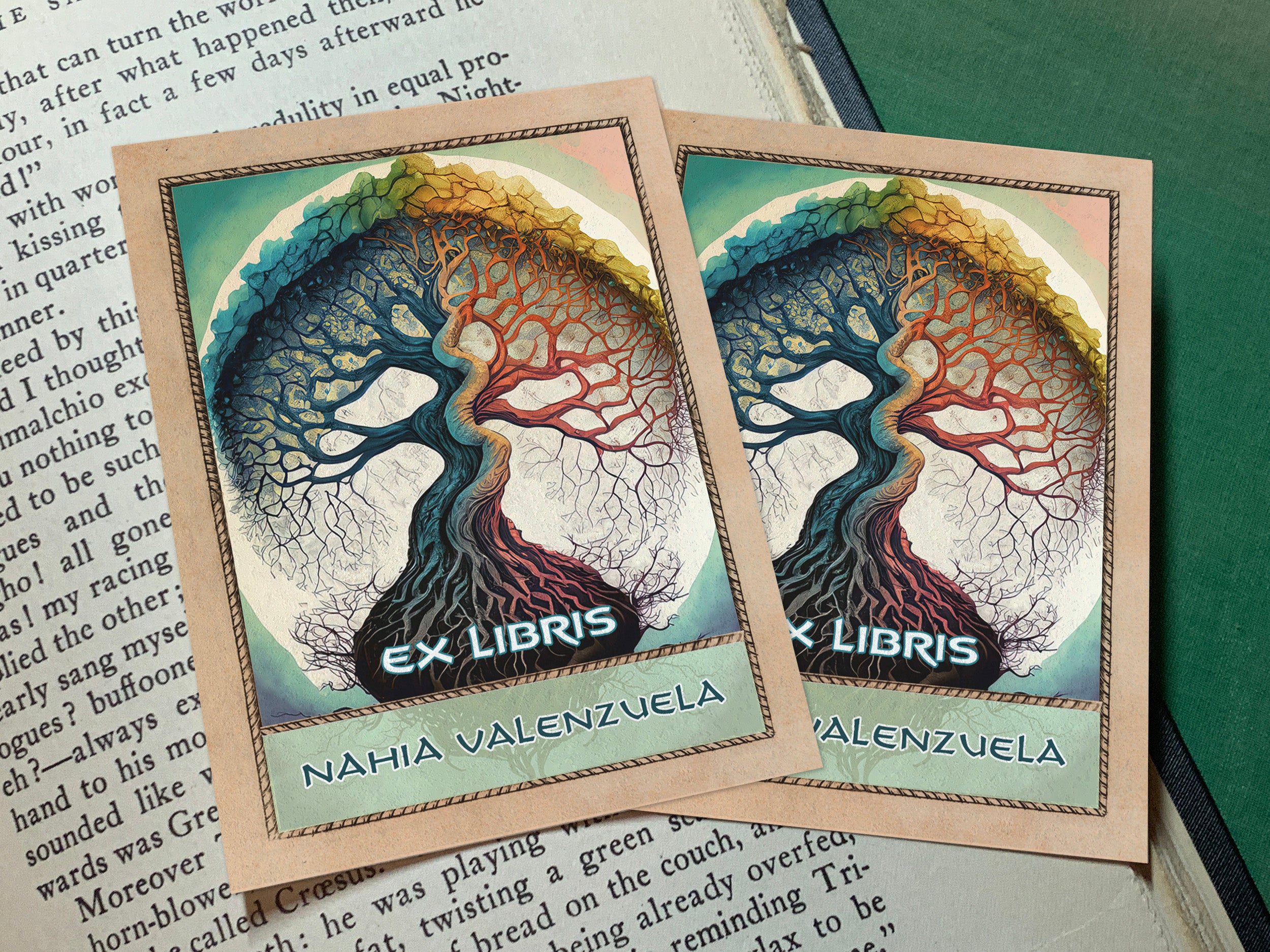 Yggdrasil, Personalized Ex-Libris Bookplates, Crafted on Traditional Gummed Paper, 3in x 4in, Set of 30