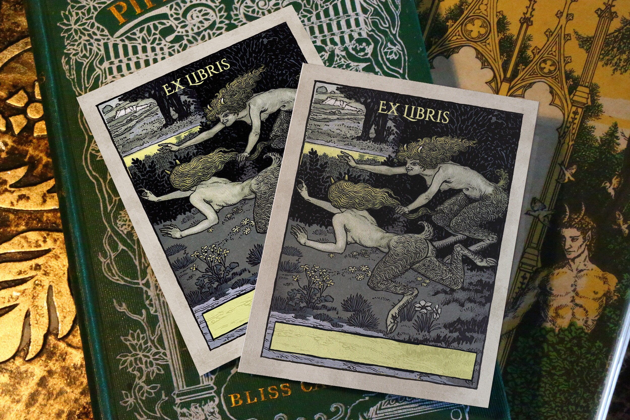 Faunesses, Personalized, Ex-Libris Bookplates, Crafted on Traditional Gummed Paper, 3in x 4in, Set of 30