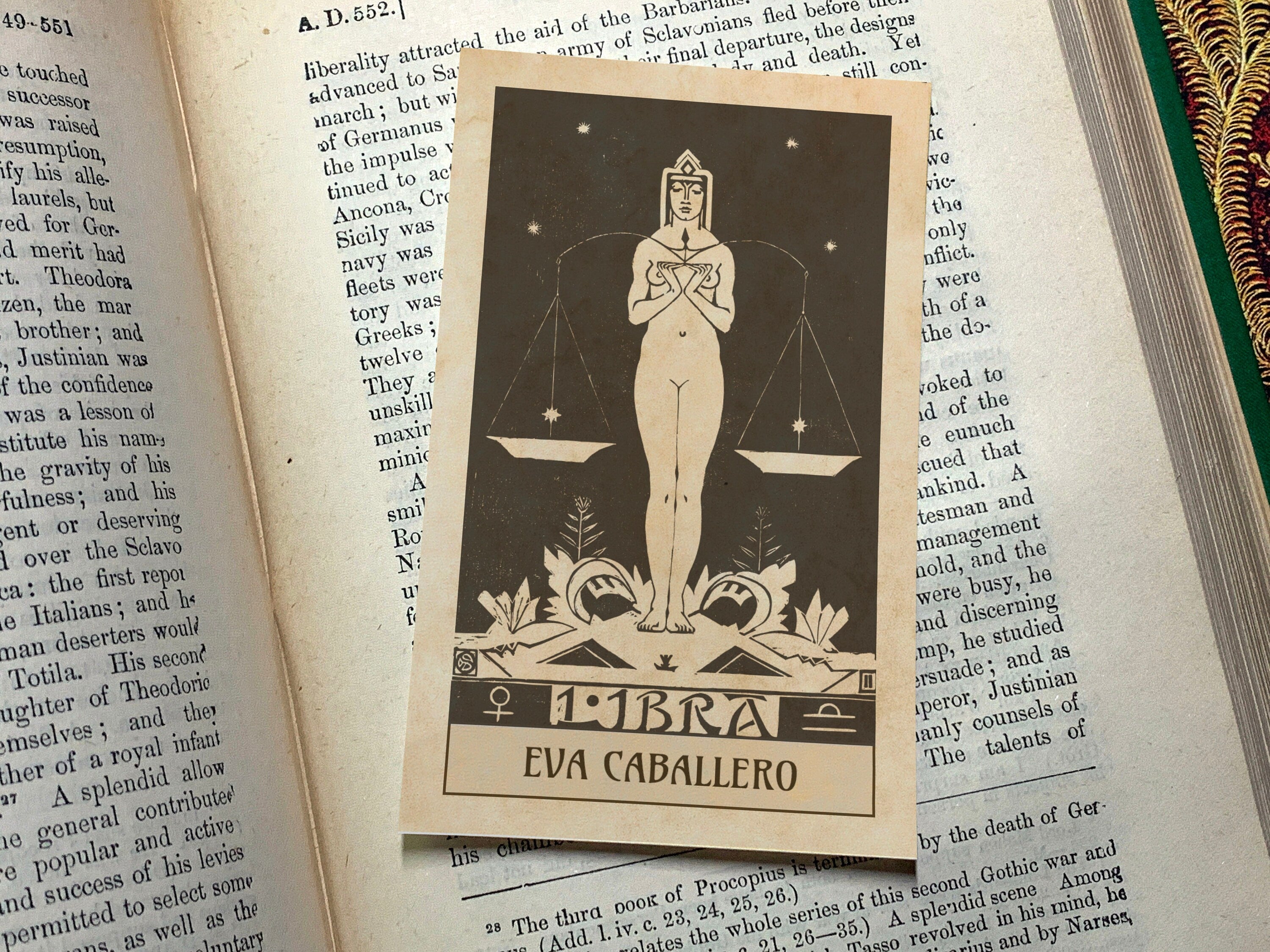 Libra by Henri Van Der Stok, Personalized Zodiac Ex-Libris Bookplates, Crafted on Traditional Gummed Paper, 2.5in x 4in, Set of 30