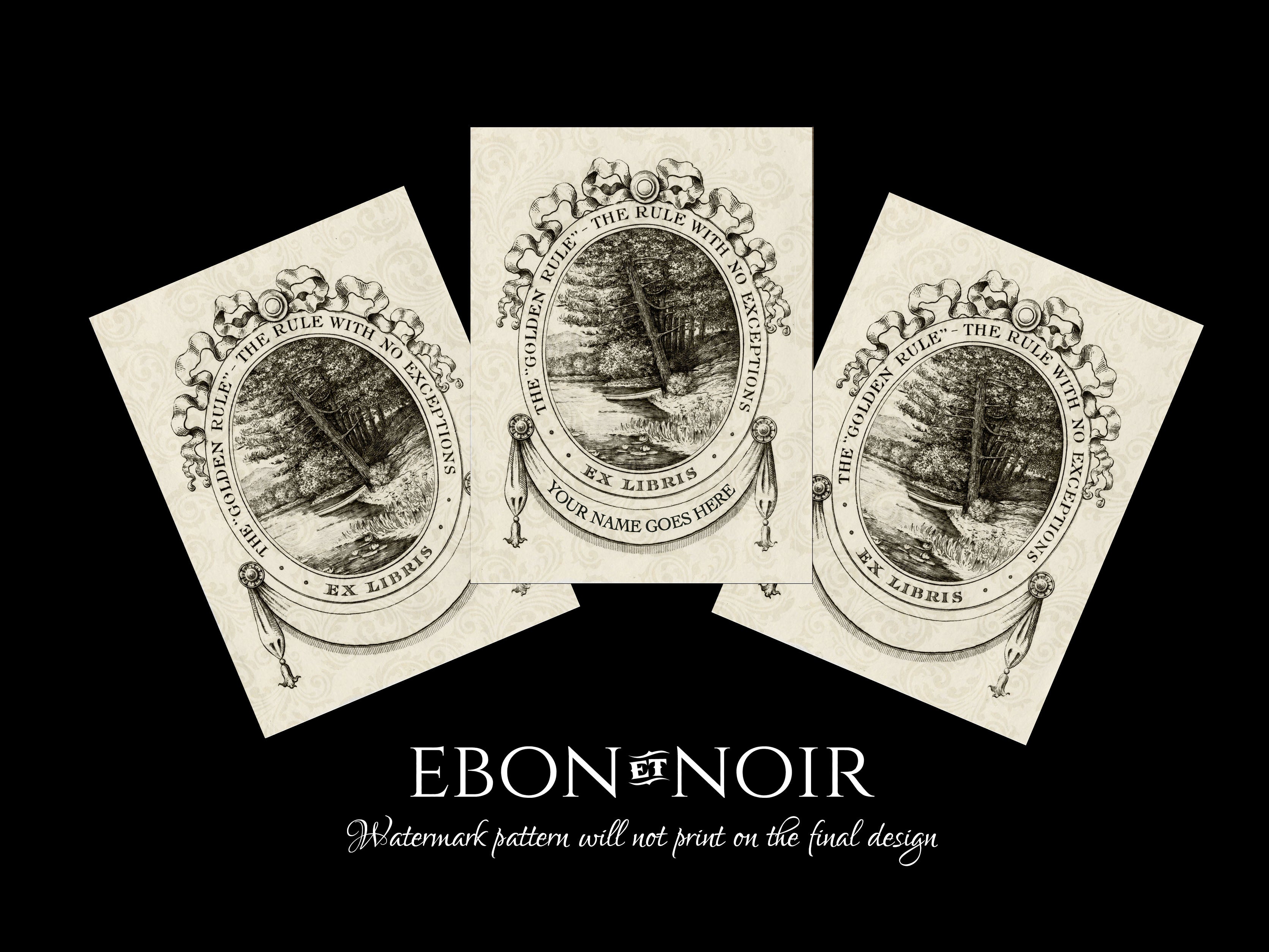 Golden Rule, Personalized Ex-Libris Bookplates, Crafted on Traditional Gummed Paper, 3in x 4in, Set of 30