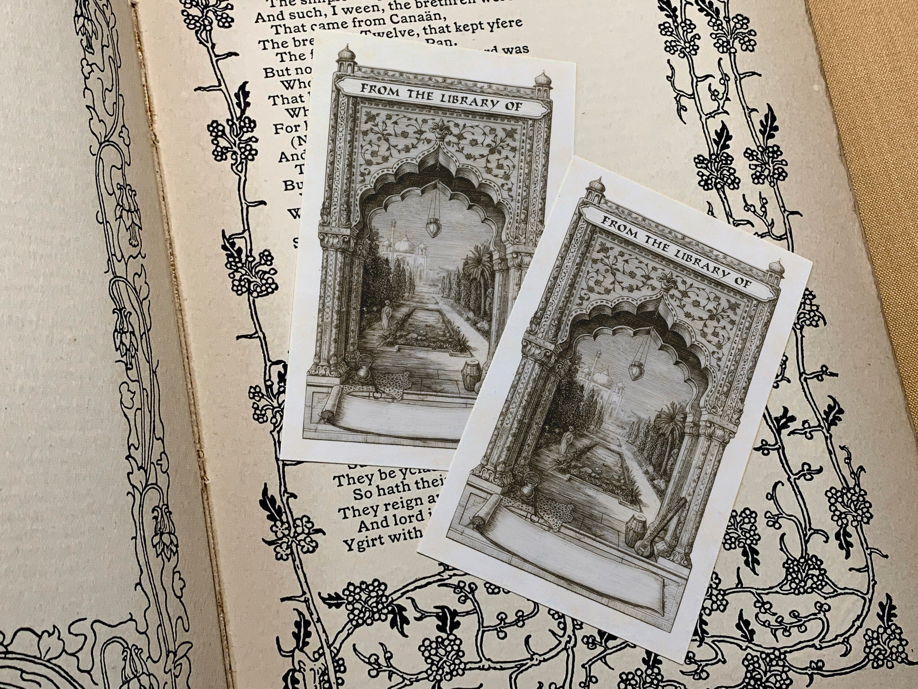 Taj Mahal, Personalized Ex-Libris Bookplates, Crafted on Traditional Gummed Paper, 4in x 2.5in, Set of 30