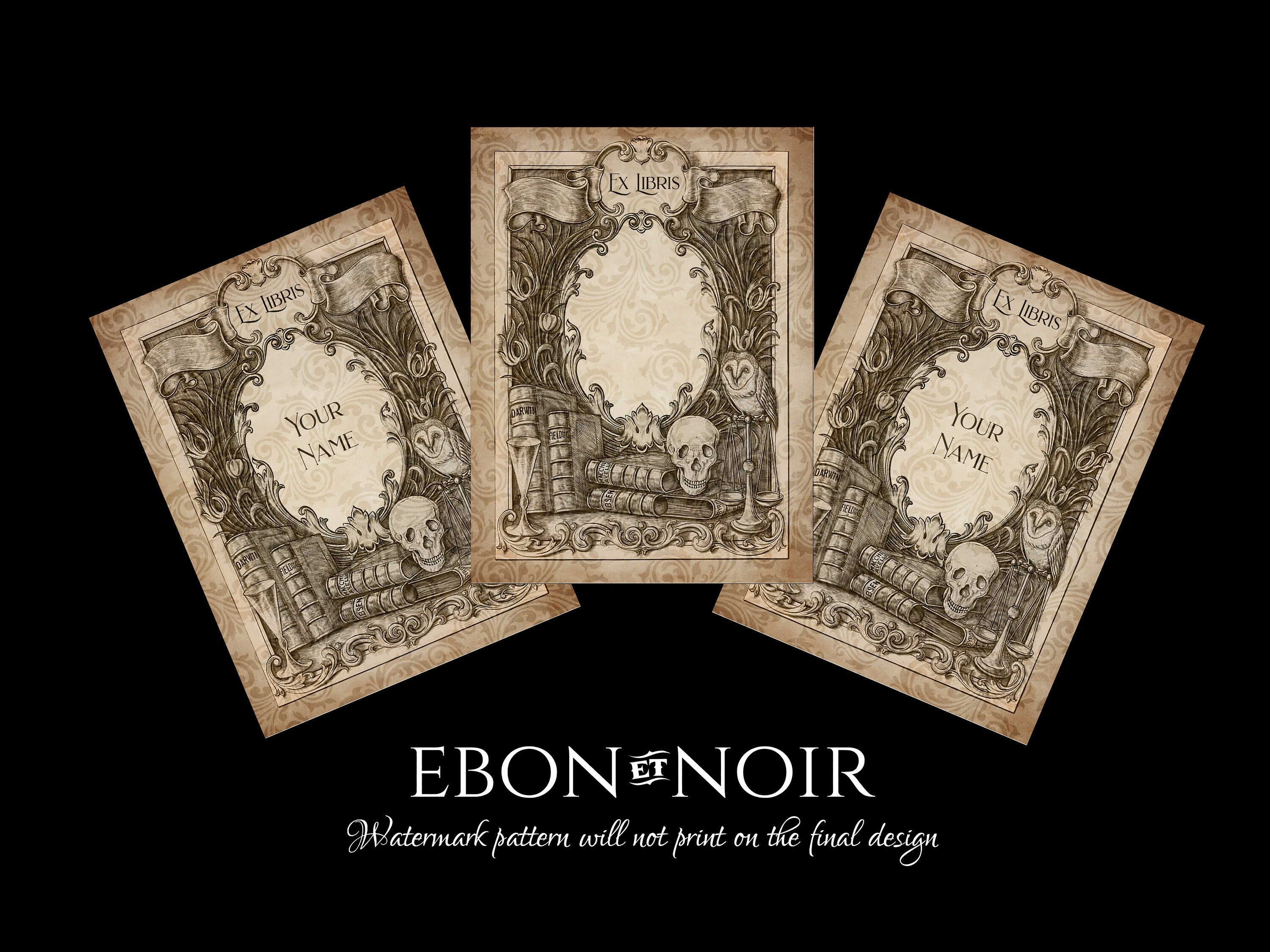 Wine Words and Wisdom, Personalized Dark Academia Ex Libris Bookplates, Crafted on Traditional Gummed Paper, 3in x 4in, Set of 30