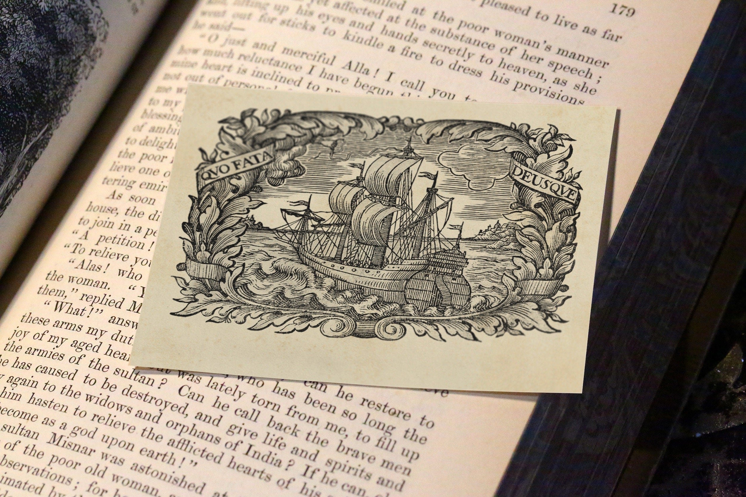 Fate is Forever, Personalized Nautical Ex-Libris Bookplates, Crafted on Traditional Gummed Paper, 3.25in x 2.5in, Set of 30