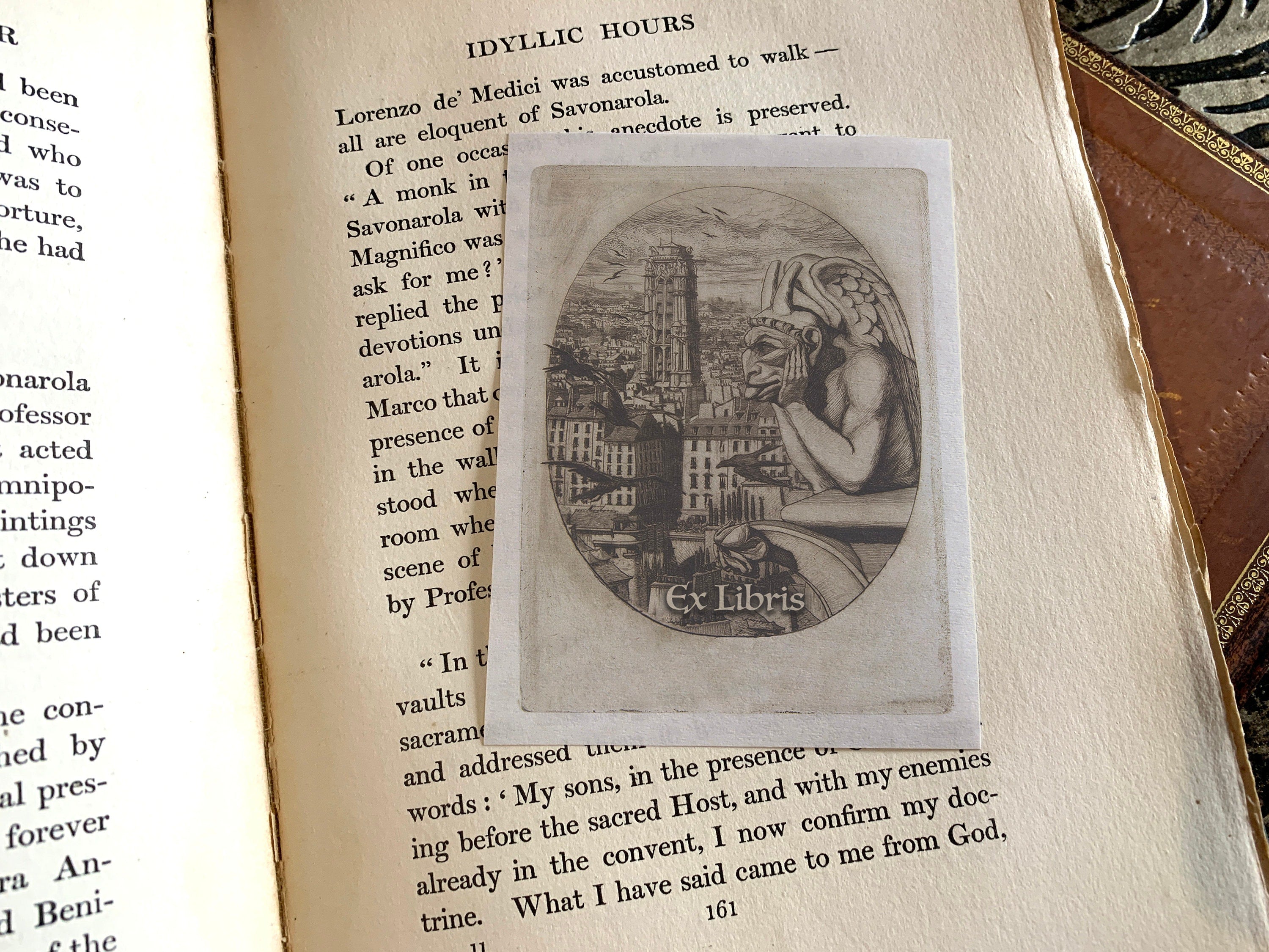 Notre Dame Vampire, Personalized Gothic Ex-Libris Bookplates, Crafted on Traditional Gummed Paper, 3in x 4in, Set of 30