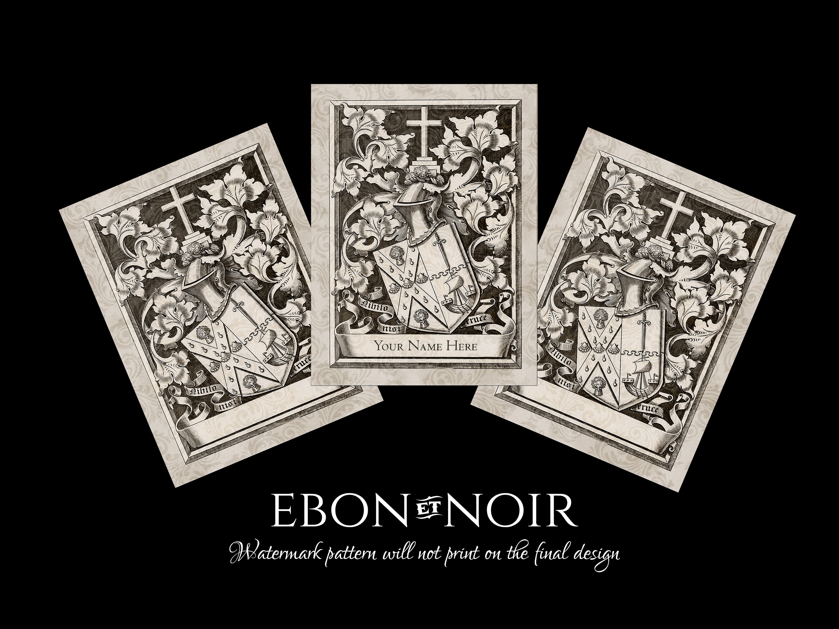 Nothing But the Cross, Personalized Christian Ex-Libris Bookplates, Crafted on Traditional Gummed Paper, 3in x 4in, Set of 30