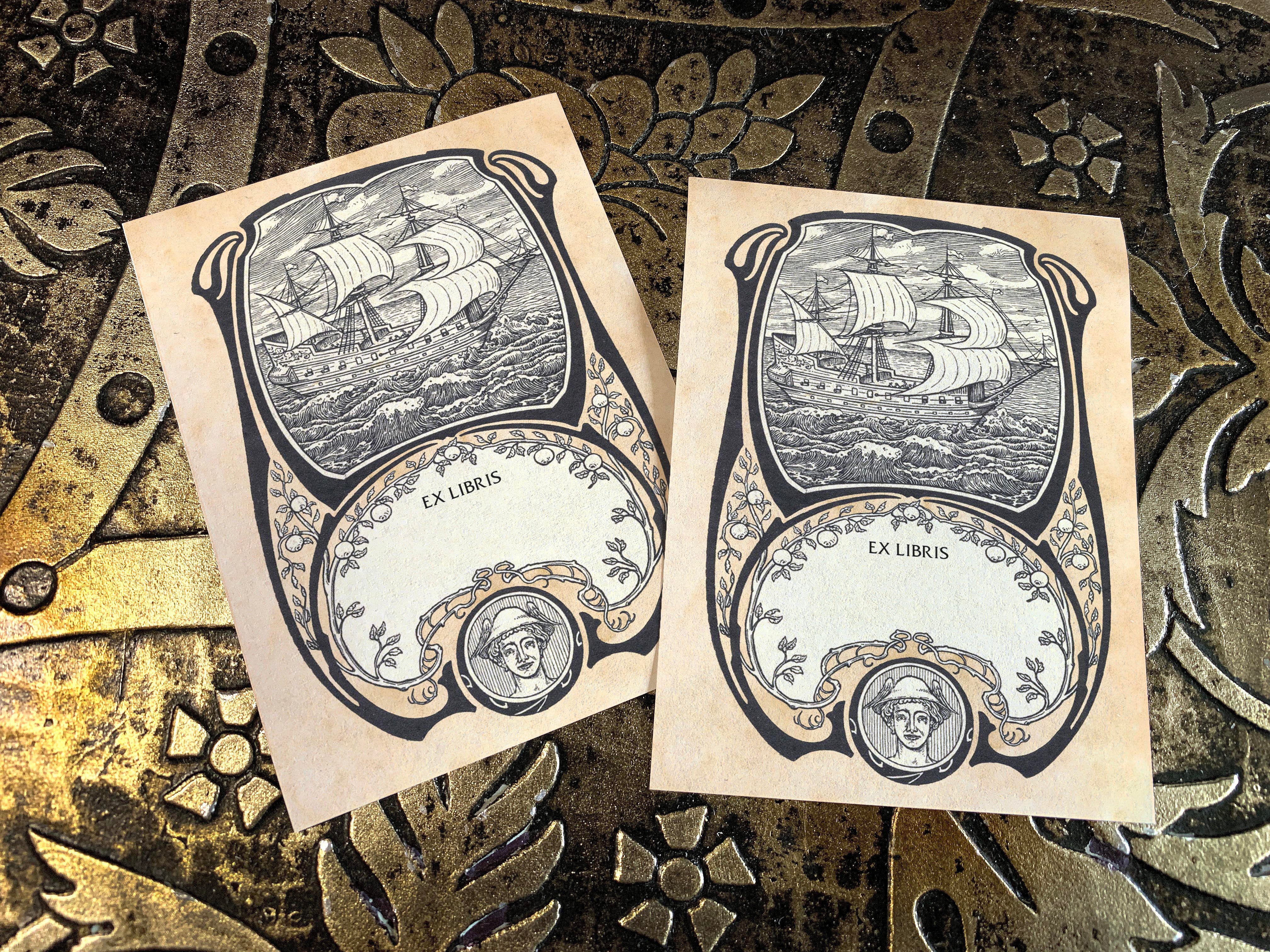 Godspeed, Nautical, Personalized Ex-Libris Bookplates, Crafted on Traditional Gummed Paper, 2.5in x 4in, Set of 30