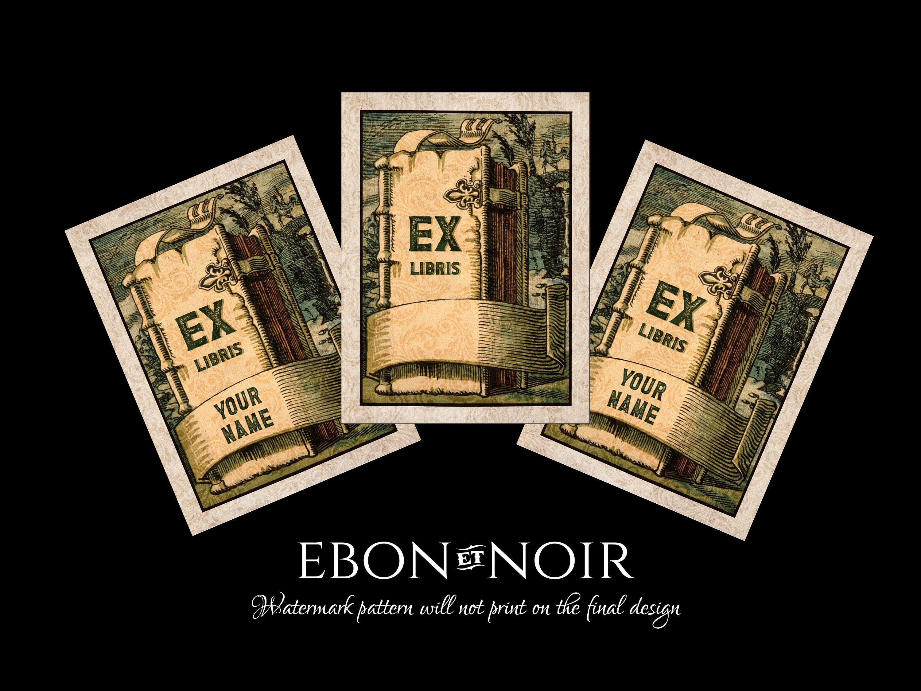 Fantasy Tome, Personalized Ex-Libris Bookplates, Crafted on Traditional Gummed Paper, 3in x 4in, Set of 30