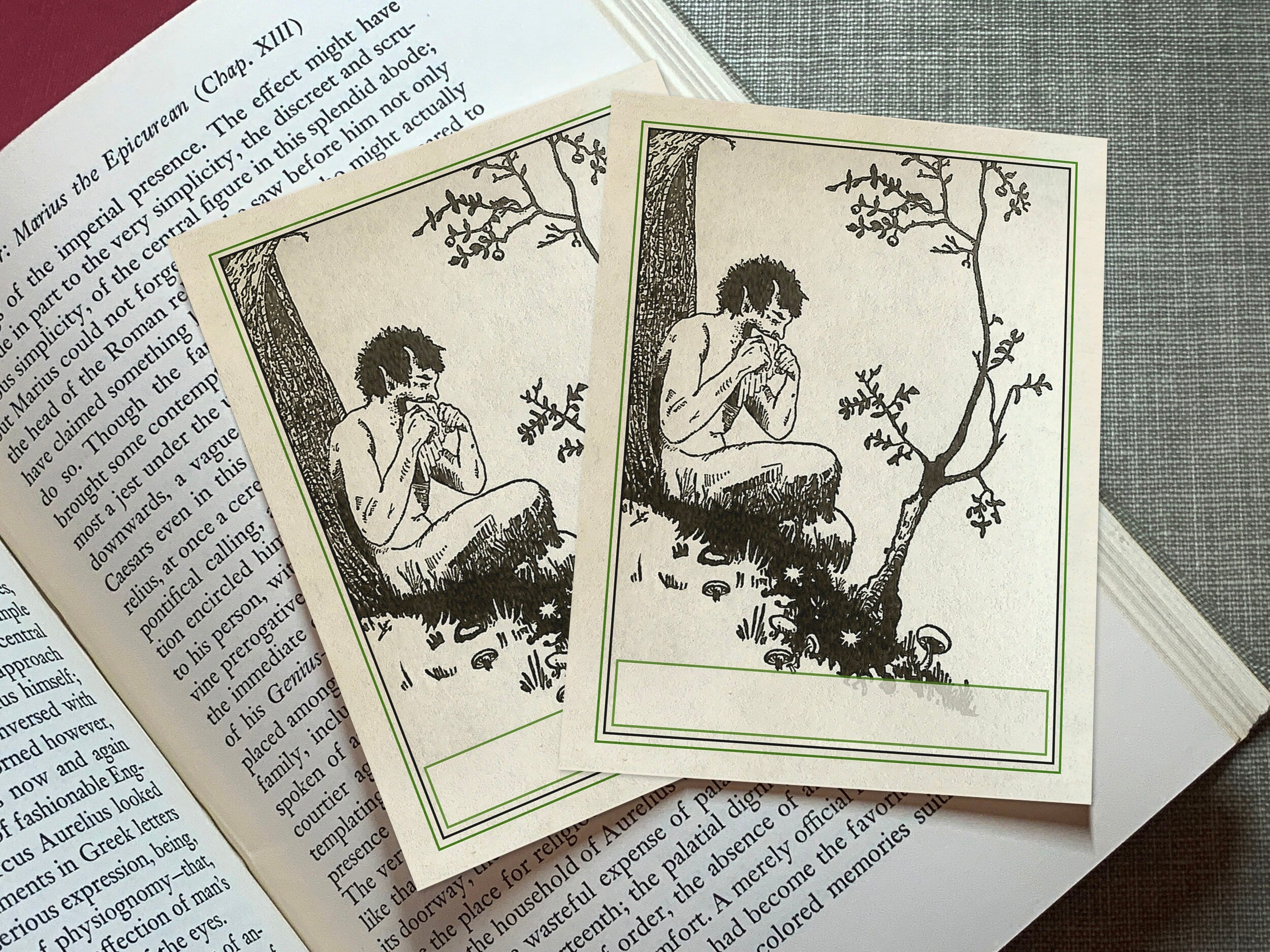 Satyr Music, Personalized, Ex-Libris Bookplates, Crafted on Traditional Gummed Paper, 3in x 4in, Set of 30