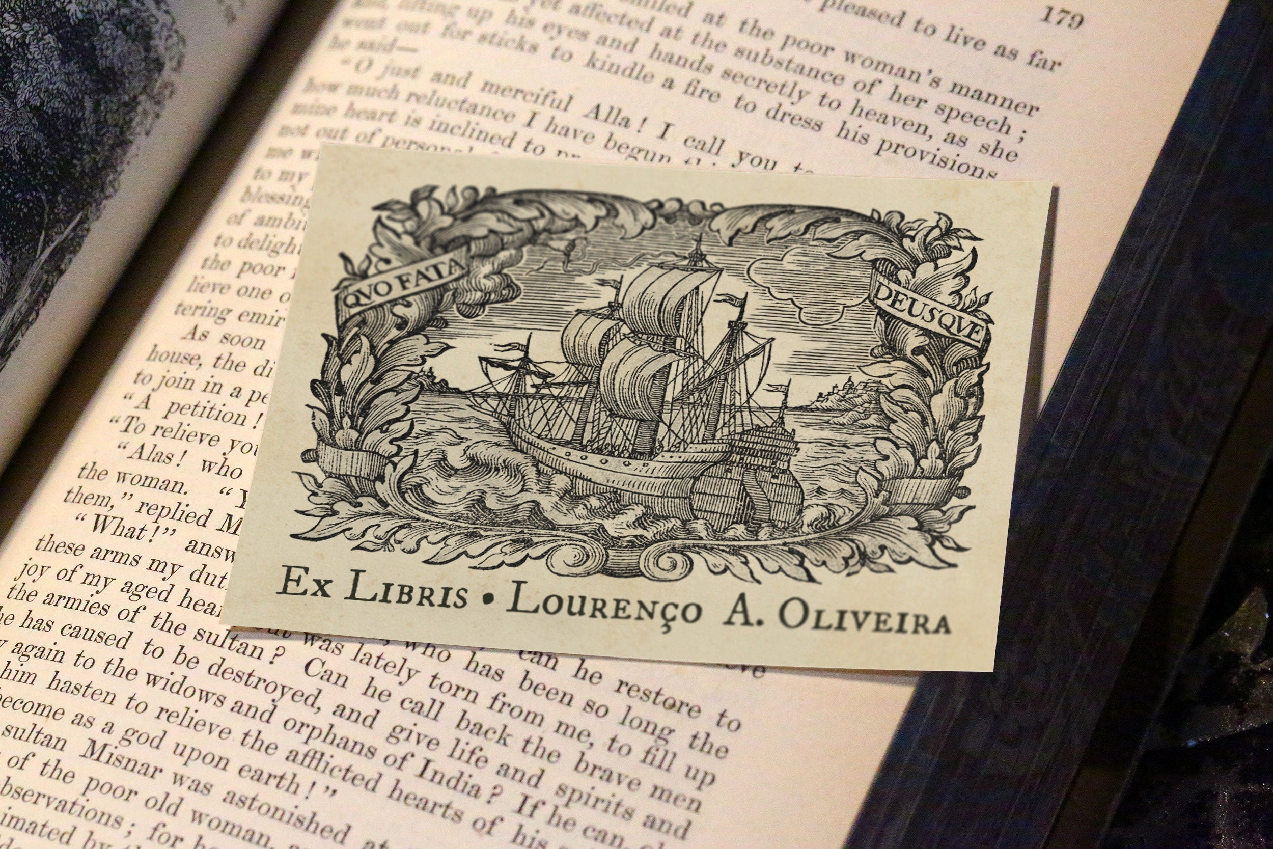 Fate is Forever, Personalized Nautical Ex-Libris Bookplates, Crafted on Traditional Gummed Paper, 3.25in x 2.5in, Set of 30