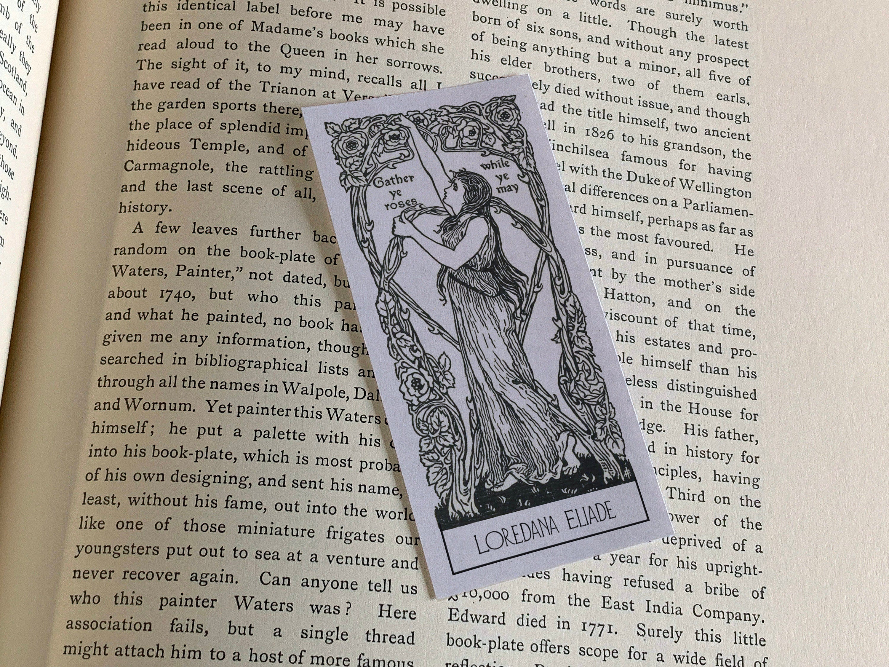 Gather Ye Roses While Ye May, Personalized Ex-Libris Bookplates, Crafted on Traditional Gummed Paper, 4in x 2in, Set of 30