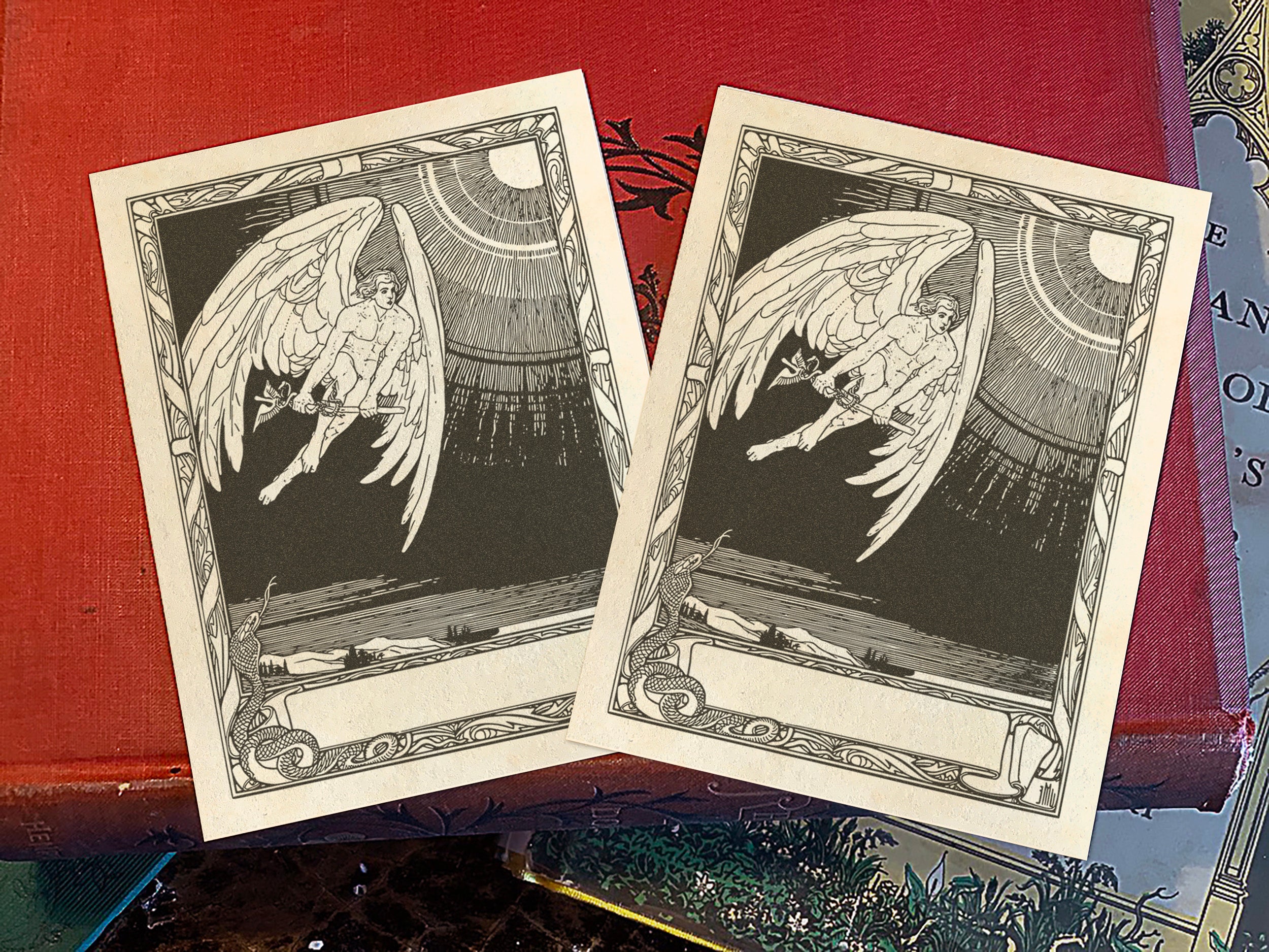 Hermes, Personalized Gothic Ex-Libris Bookplates, Crafted on Traditional Gummed Paper, 3in x 4in, Set of 30