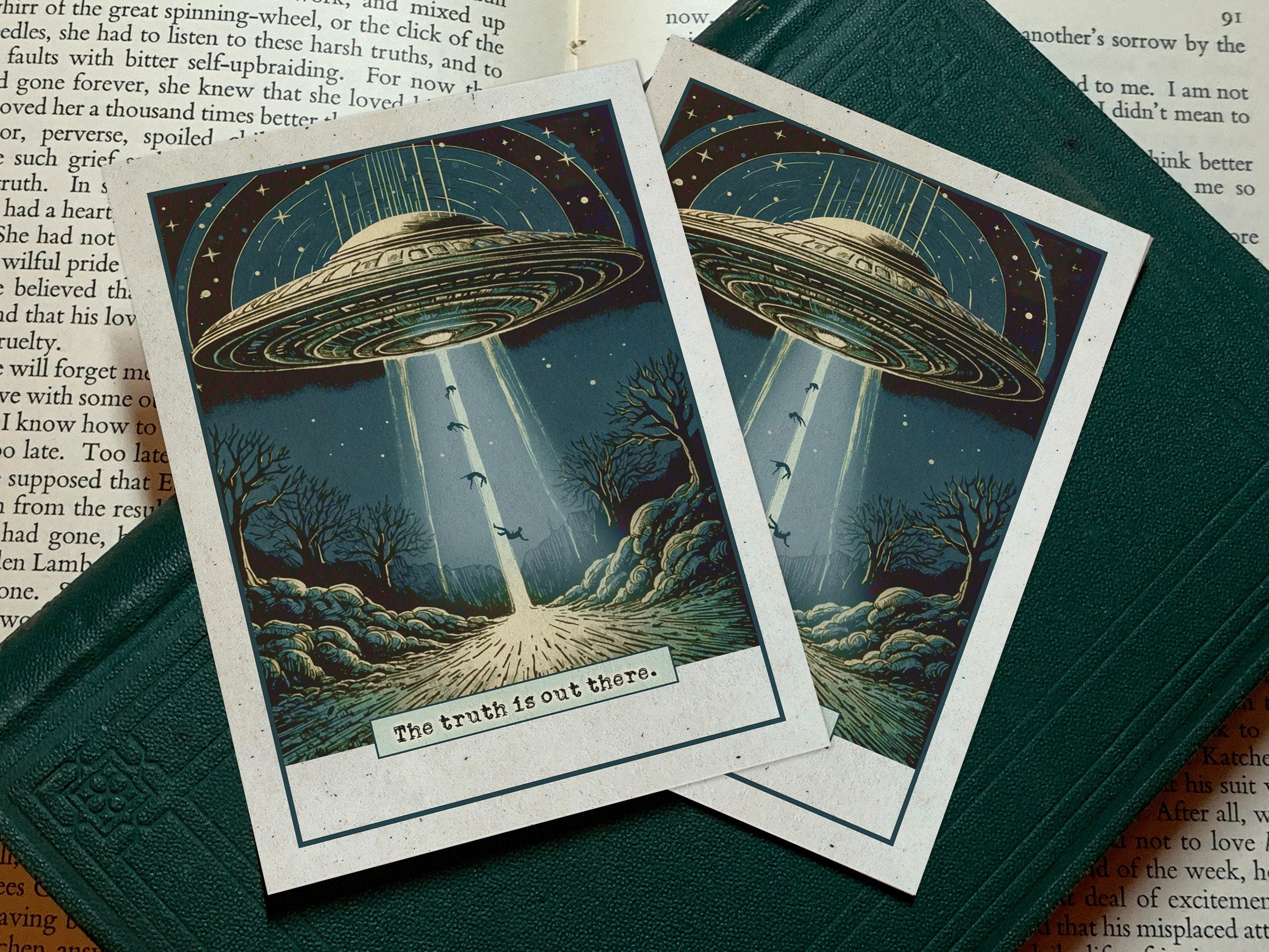 The Truth is Out There, UFO Abduction, Sci-fi Personalized Ex-Libris Bookplates, Crafted on Traditional Gummed Paper, 3in x 4in, Set of 30