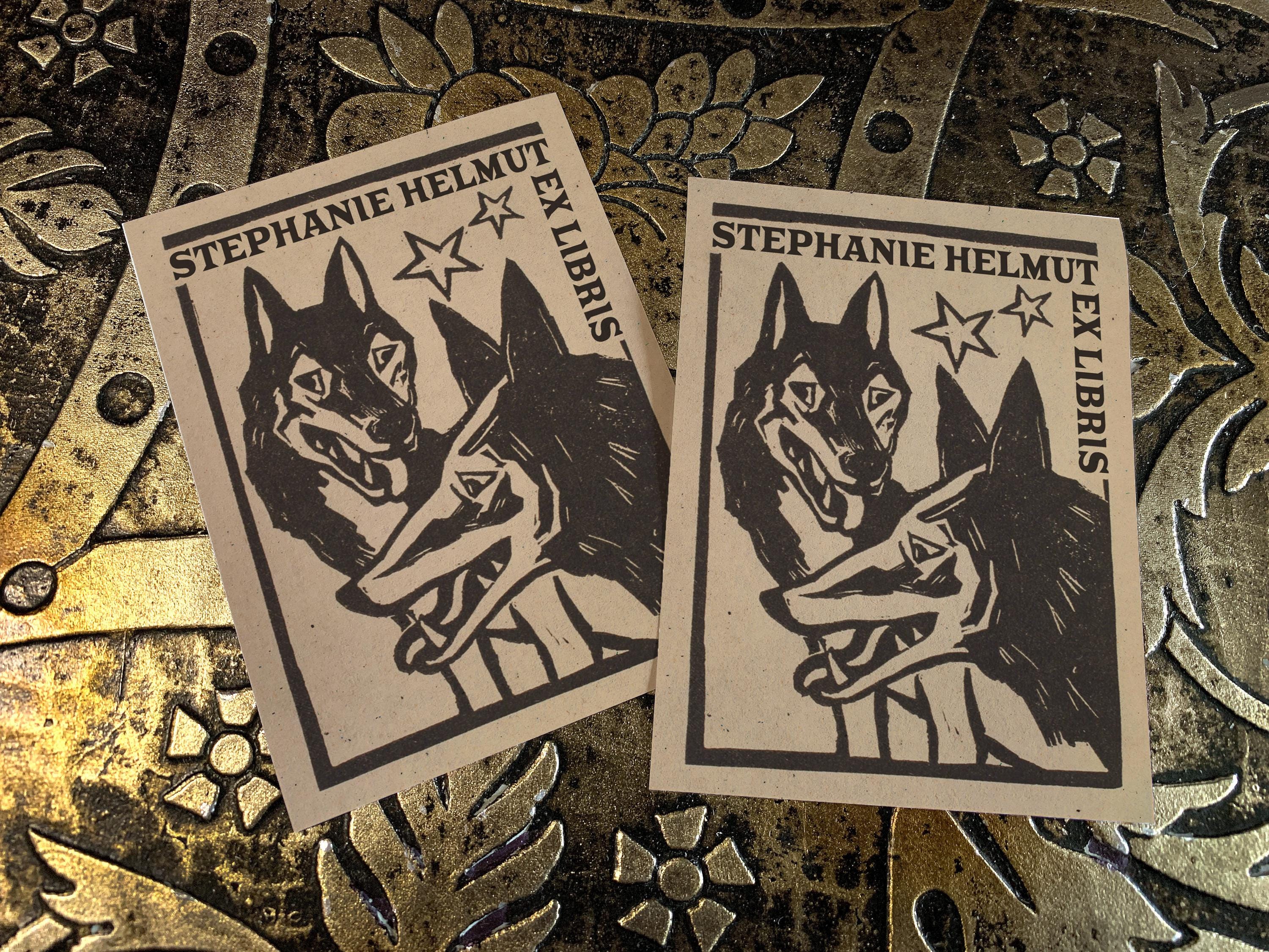 Loyal Companions, Personalized Dog Ex-Libris Bookplates, Crafted on Traditional Gummed Paper, 3in x 4in, Set of 30