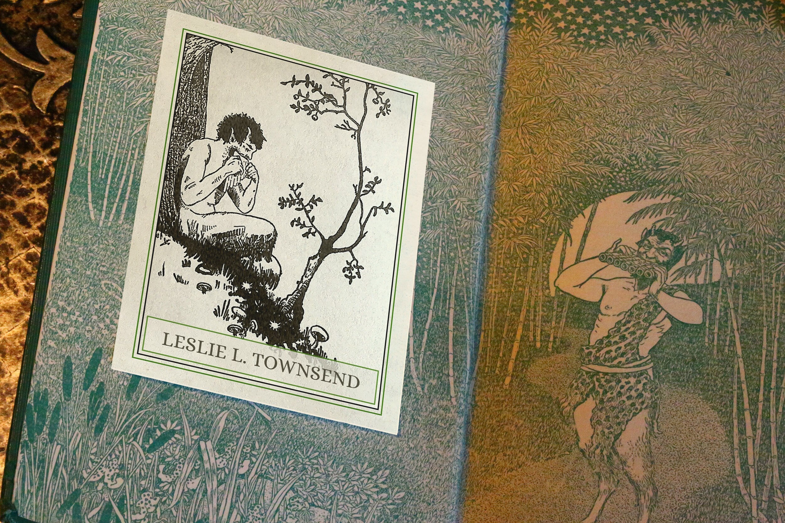 Satyr Music, Personalized, Ex-Libris Bookplates, Crafted on Traditional Gummed Paper, 3in x 4in, Set of 30