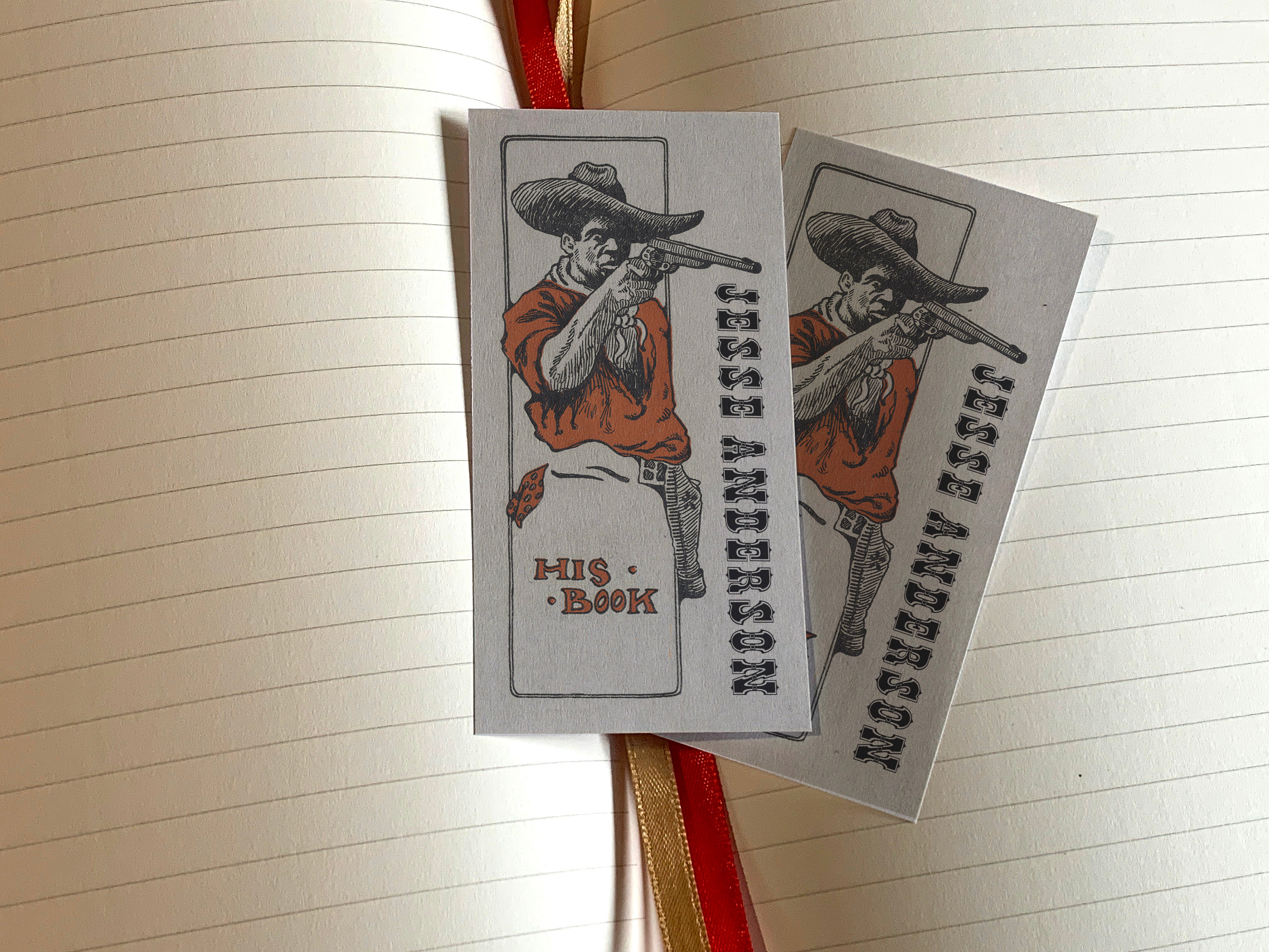 African American Cowboy, Personalized Ex-Libris Bookplates For Him, Crafted on Traditional Gummed Paper, 4in x 2in, Set of 30