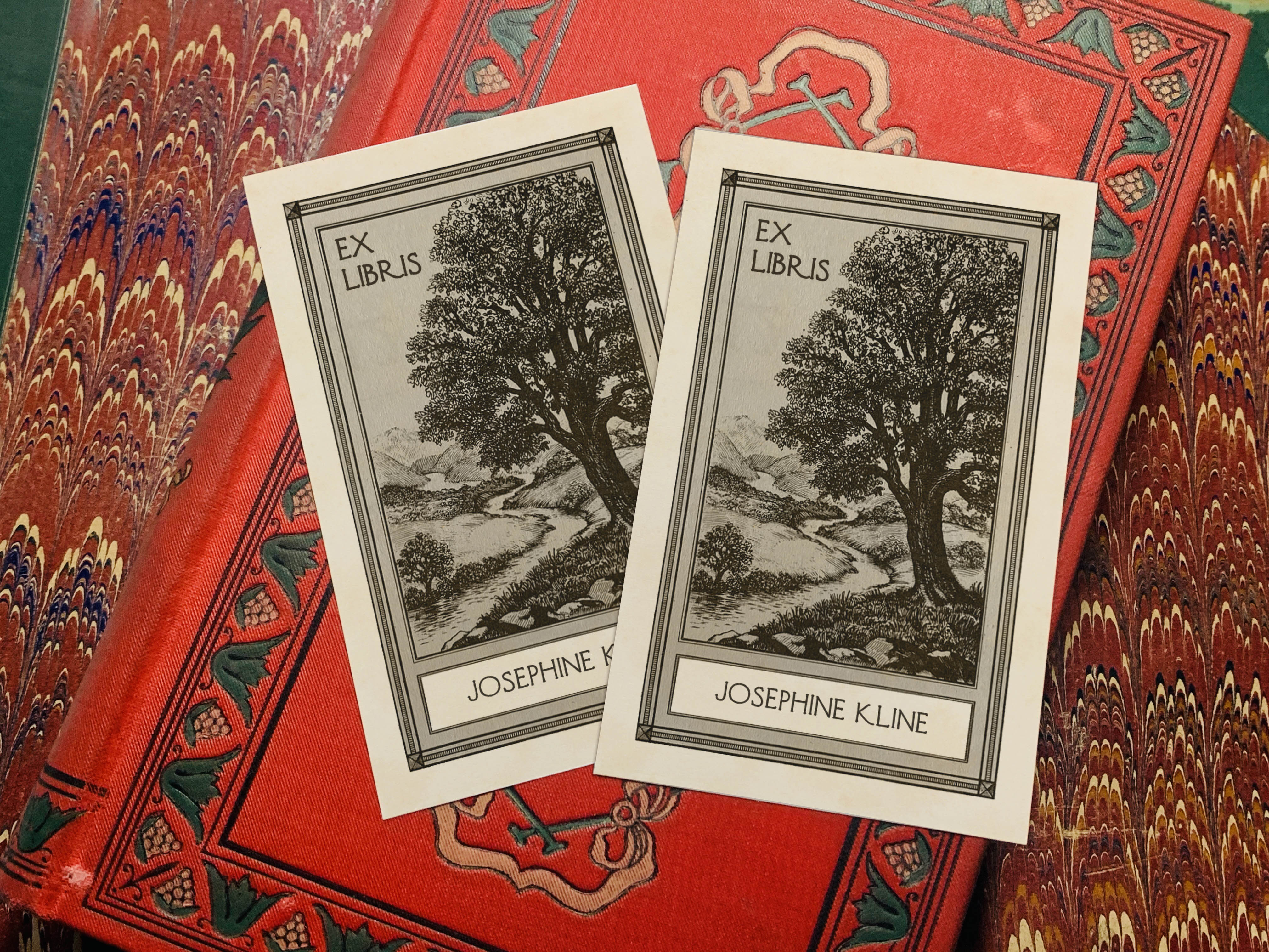 Peaceful Stream, Personalized Ex-Libris Bookplates, Crafted on Traditional Gummed Paper, 2.5in x 4in, Set of 30