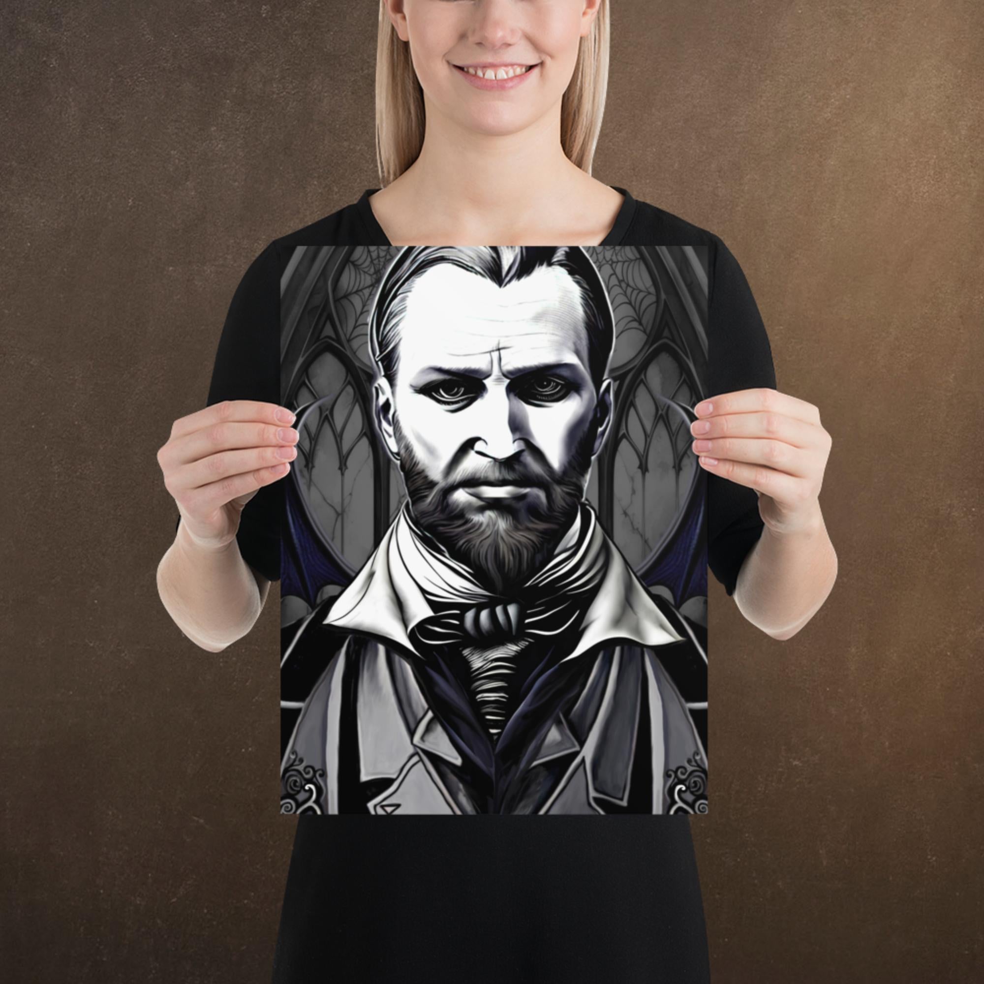 Bram Stoker, Illustrated Gothic Portrait, Gothic Art, Digital Poster/Print, Available in Multiple Sizes