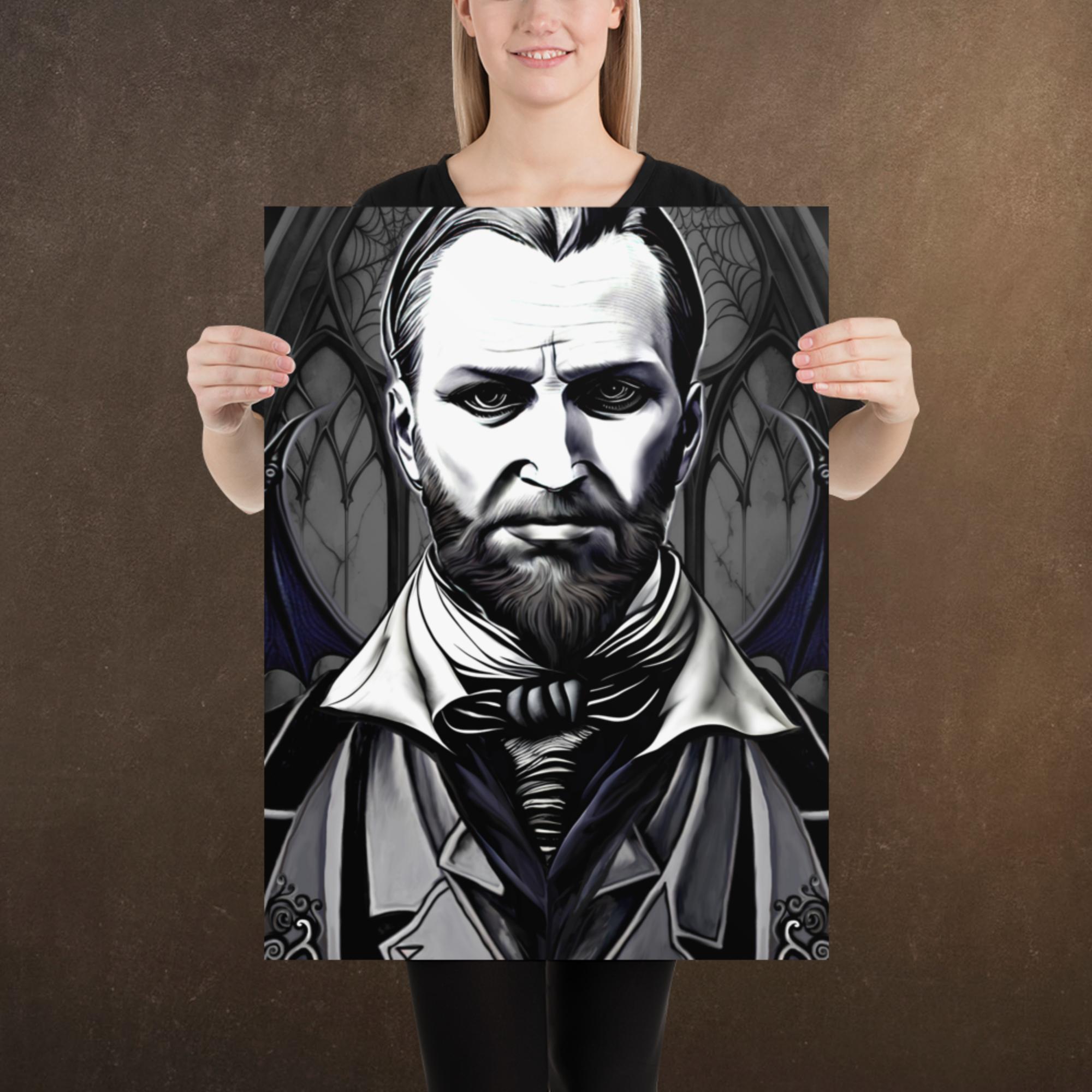 Bram Stoker, Illustrated Gothic Portrait, Gothic Art, Digital Poster/Print, Available in Multiple Sizes