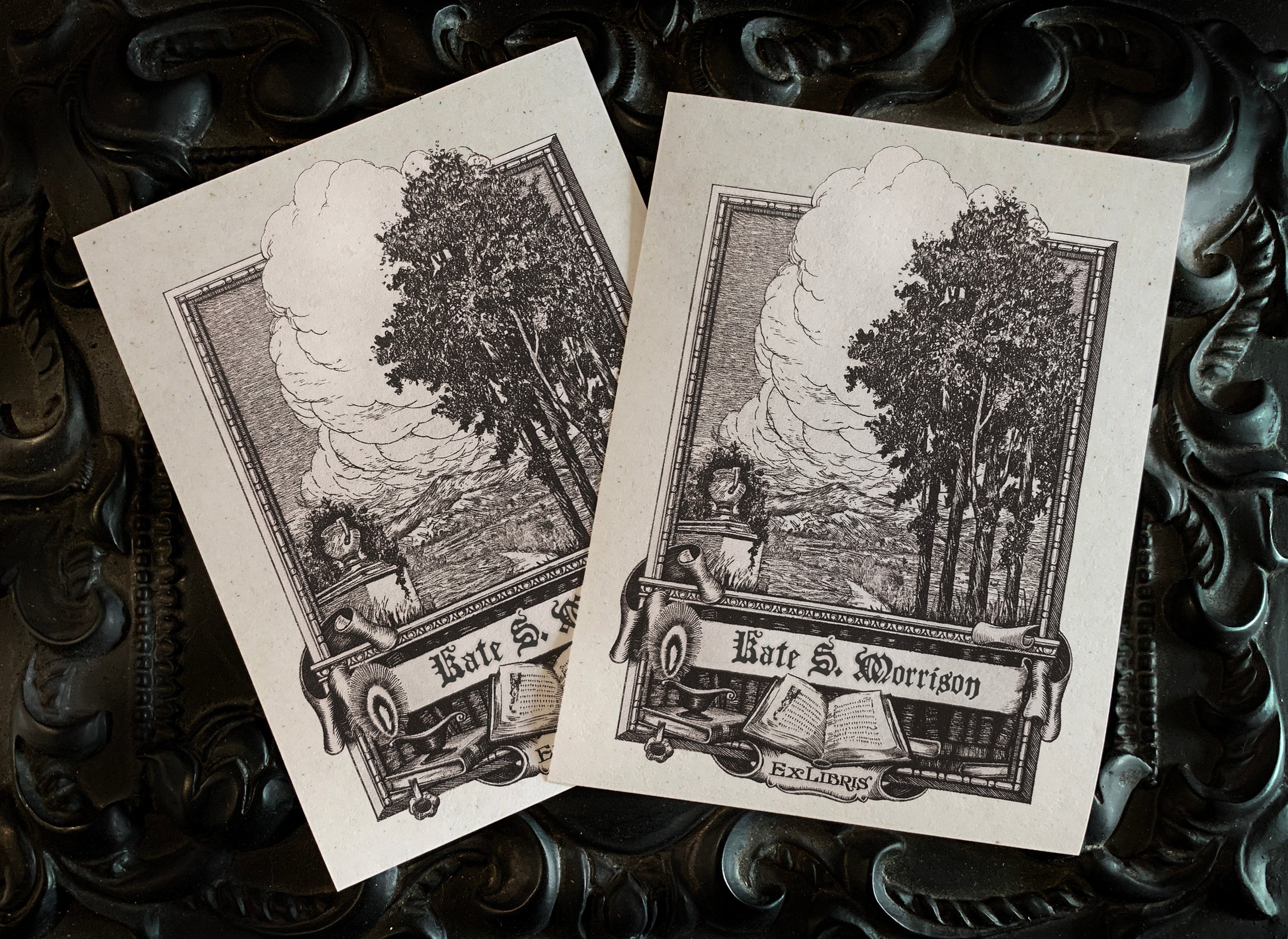 Life's Pleasures, Personalized Ex-Libris Bookplates, Crafted on Traditional Gummed Paper, 2.5in x 4in, Set of 30