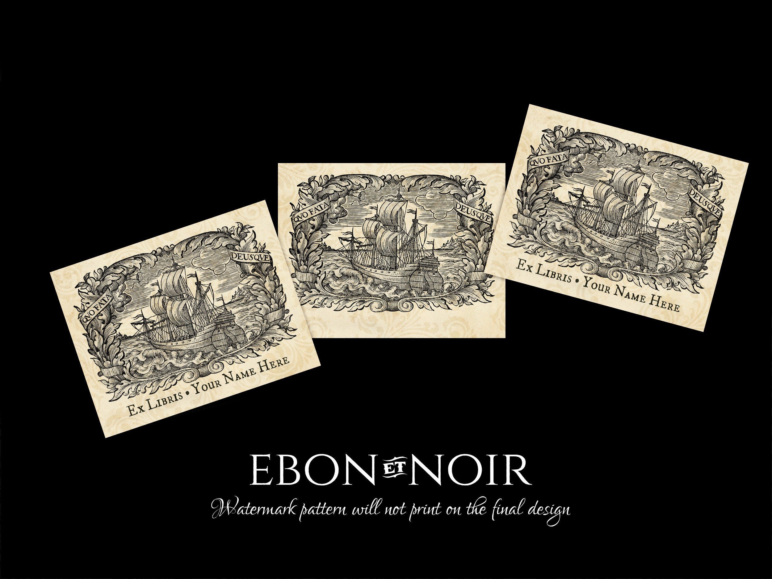 Fate is Forever, Personalized Nautical Ex-Libris Bookplates, Crafted on Traditional Gummed Paper, 3.25in x 2.5in, Set of 30