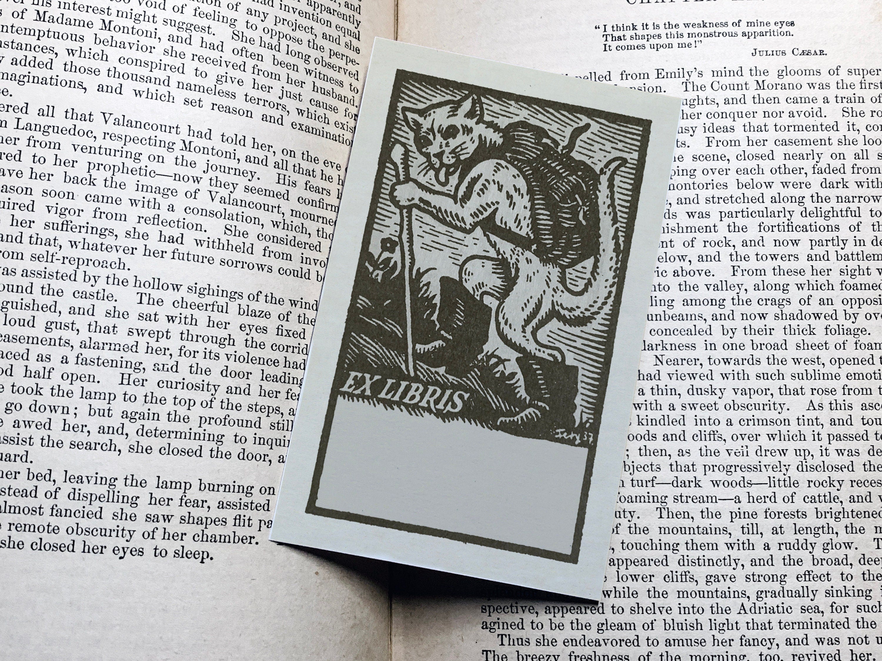 Puss in Boots, Personalized Ex-Libris Bookplates, Crafted on Traditional Gummed Paper, 2.5in x 4in, Set of 30