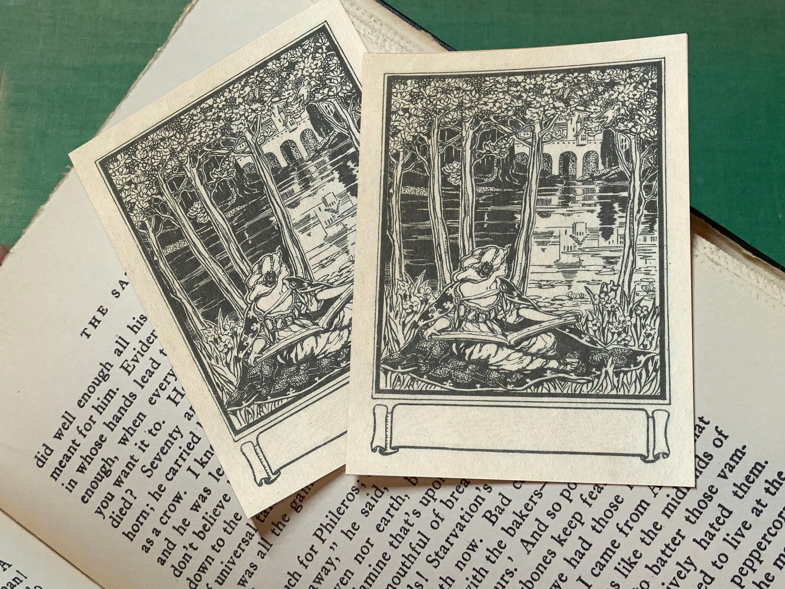 Princess by the Lake, Personalized Ex-Libris Bookplates, Crafted on Traditional Gummed Paper, 3in x 4in, Set of 30
