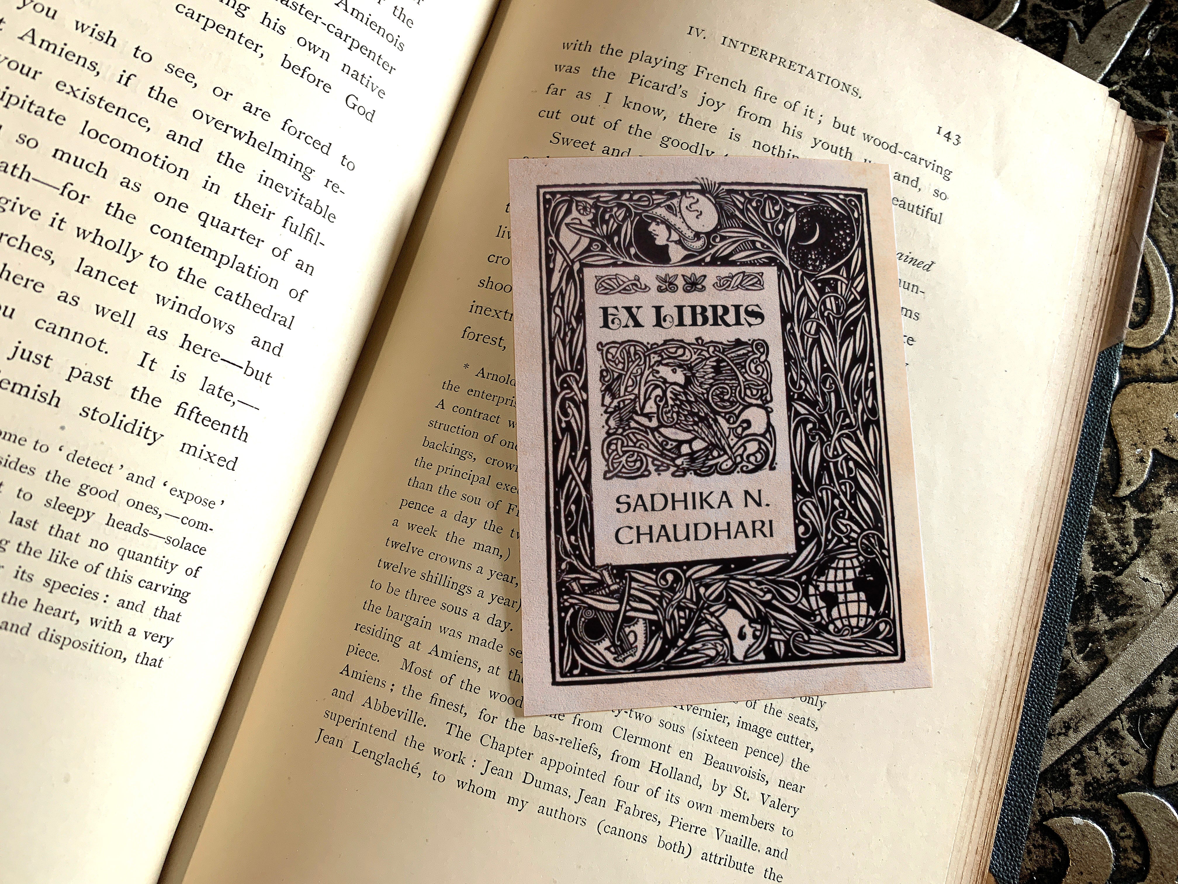 Harmonia Celestialis, Personalized Ex-Libris Bookplates, Crafted on Traditional Gummed Paper, 3in x 4in, Set of 30