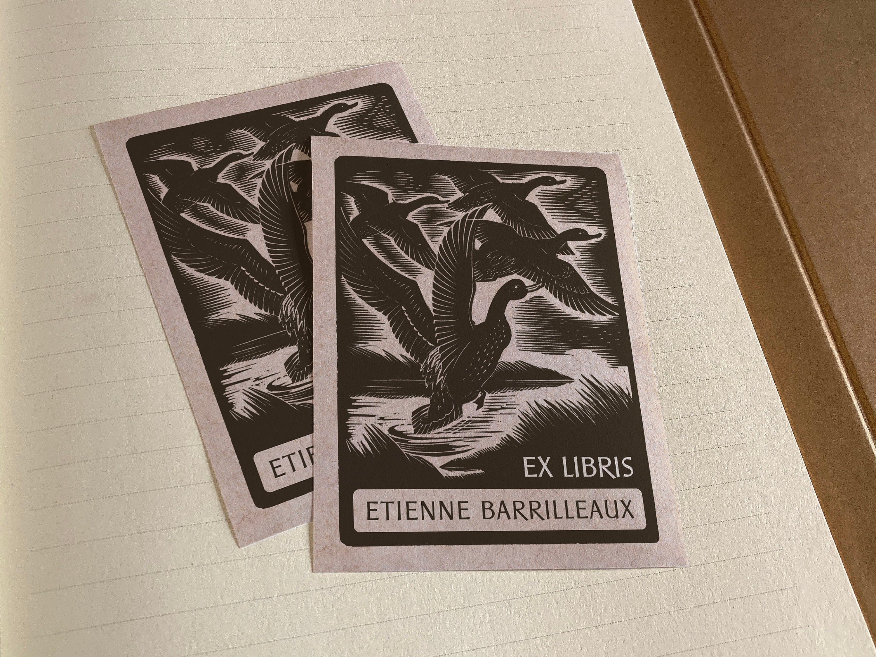 Duck Pond, Personalized Ex-Libris Bookplates, Crafted on Traditional Gummed Paper, 3in x 4in, Set of 30