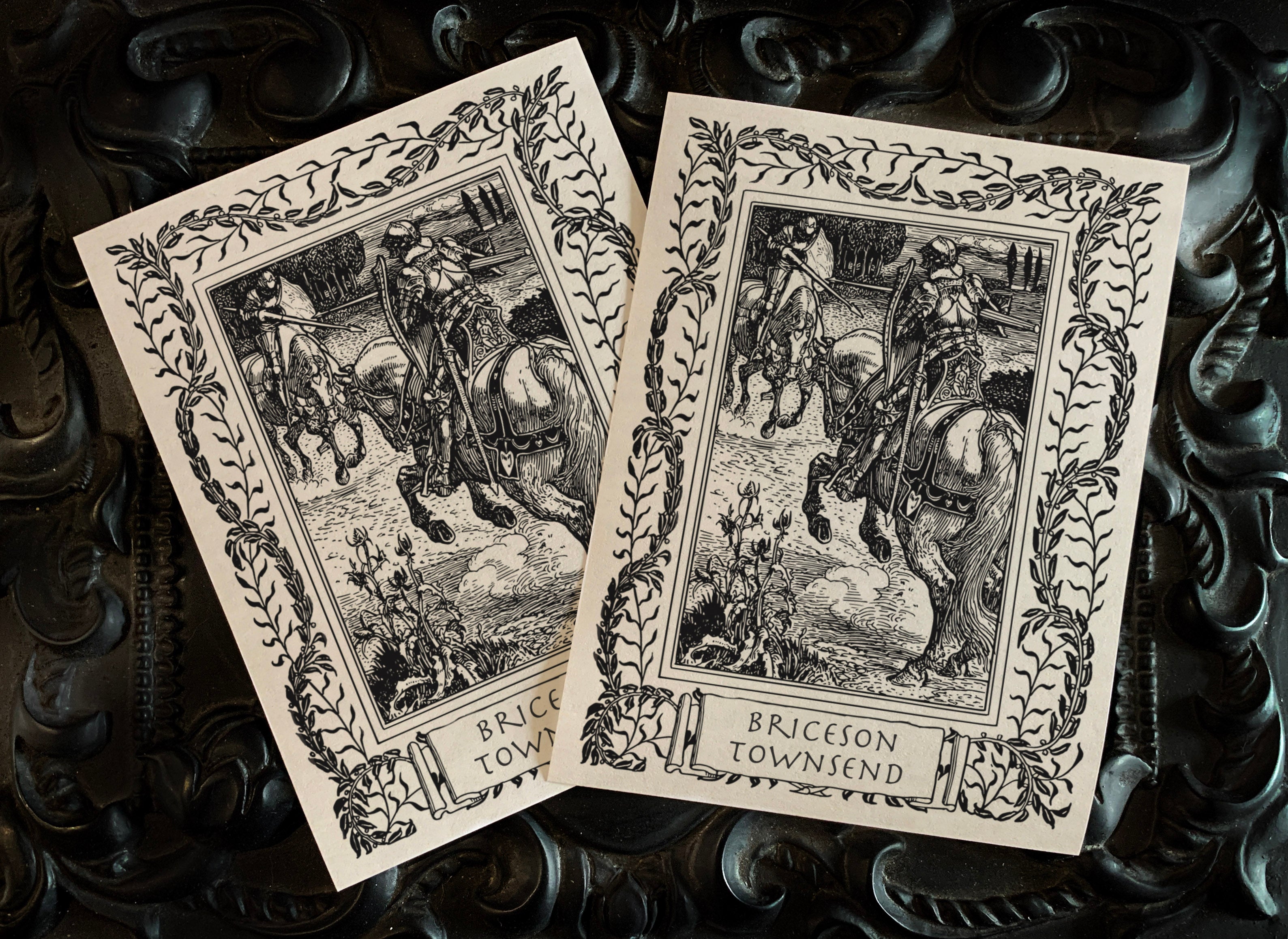 The Royal Joust, Personalized Ex-Libris Bookplates, Crafted on Traditional Gummed Paper, 3in x 4in, Set of 30