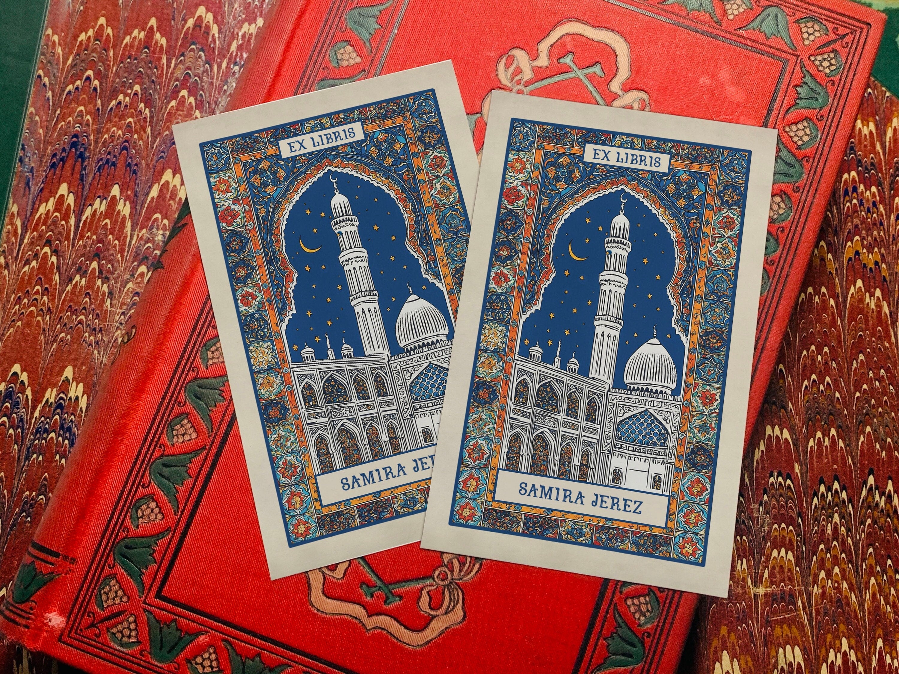 Arabian Nights, Personalized Ex-Libris Bookplates, Crafted on Traditional Gummed Paper, 2.5in x 4in, Set of 30