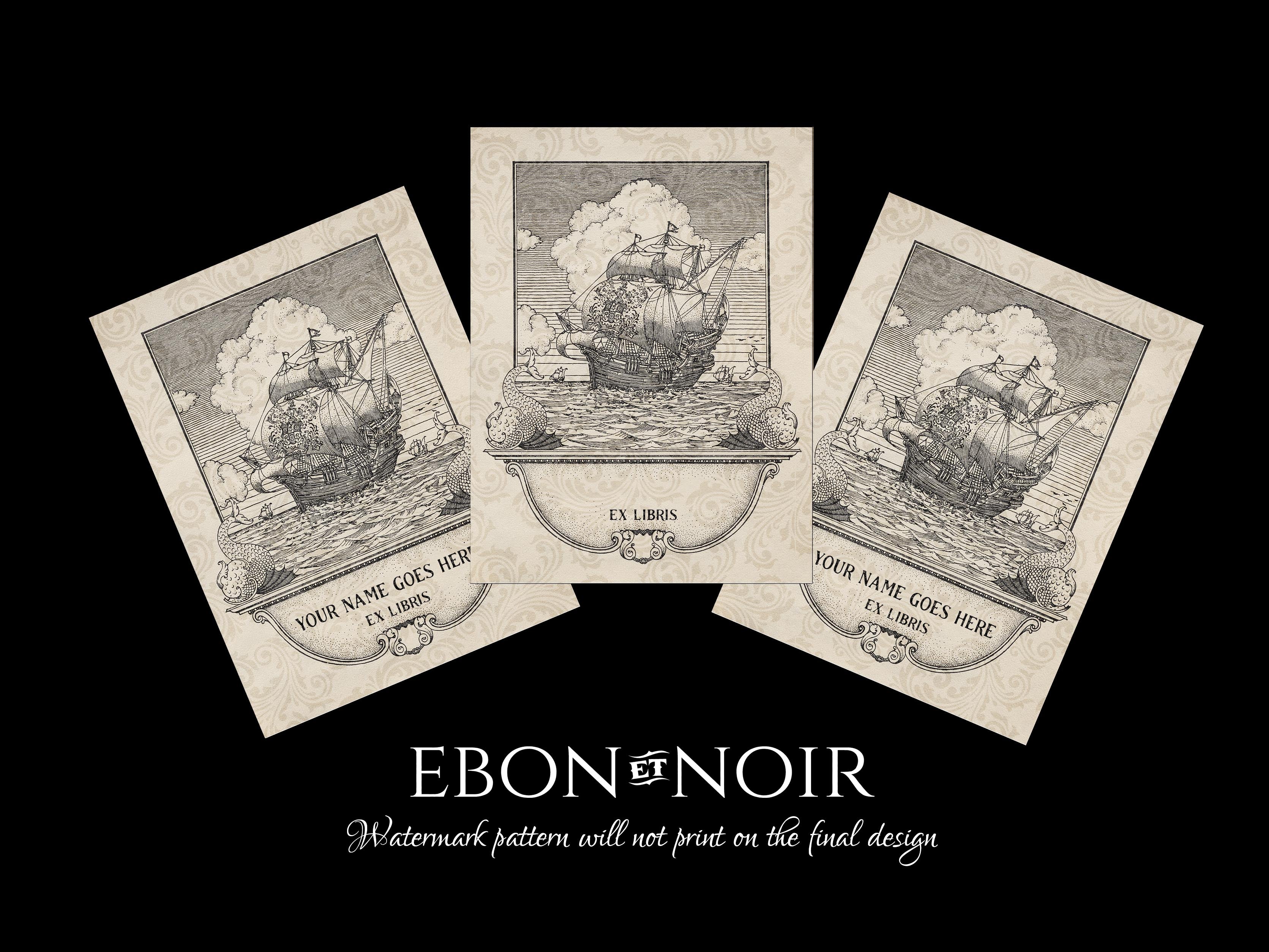 Maritime Odyssey, Personalized Nautical Ex-Libris Bookplates, Crafted on Traditional Gummed Paper, 3in x 4in, Set of 30