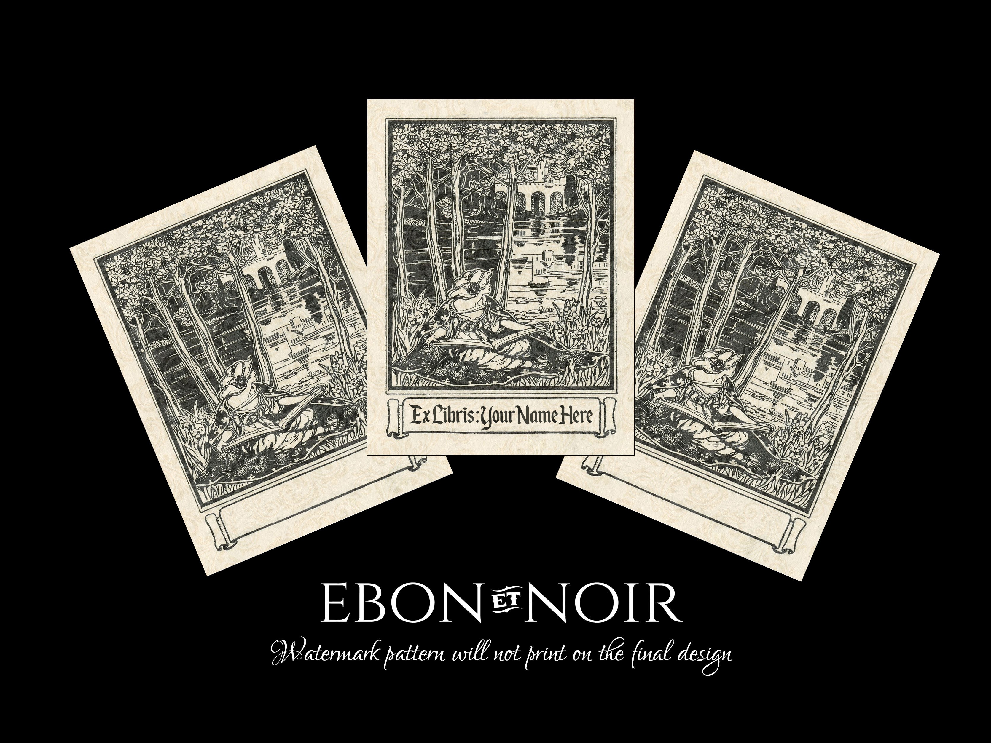 Princess by the Lake, Personalized Ex-Libris Bookplates, Crafted on Traditional Gummed Paper, 3in x 4in, Set of 30