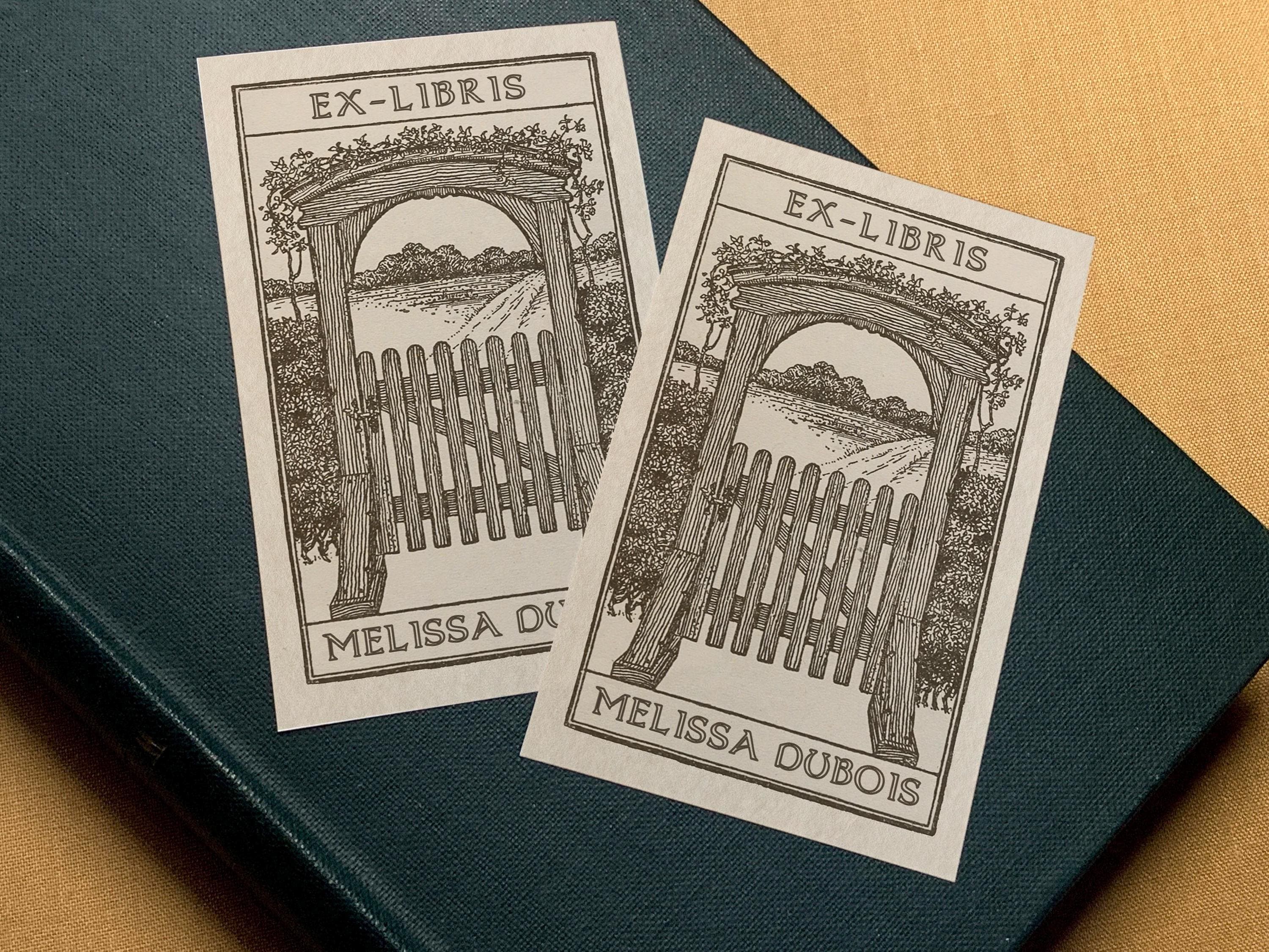 Peaceful Garden, Personalized Ex-Libris Bookplates, Crafted on Traditional Gummed Paper, 2.5in x 4in, Set of 30