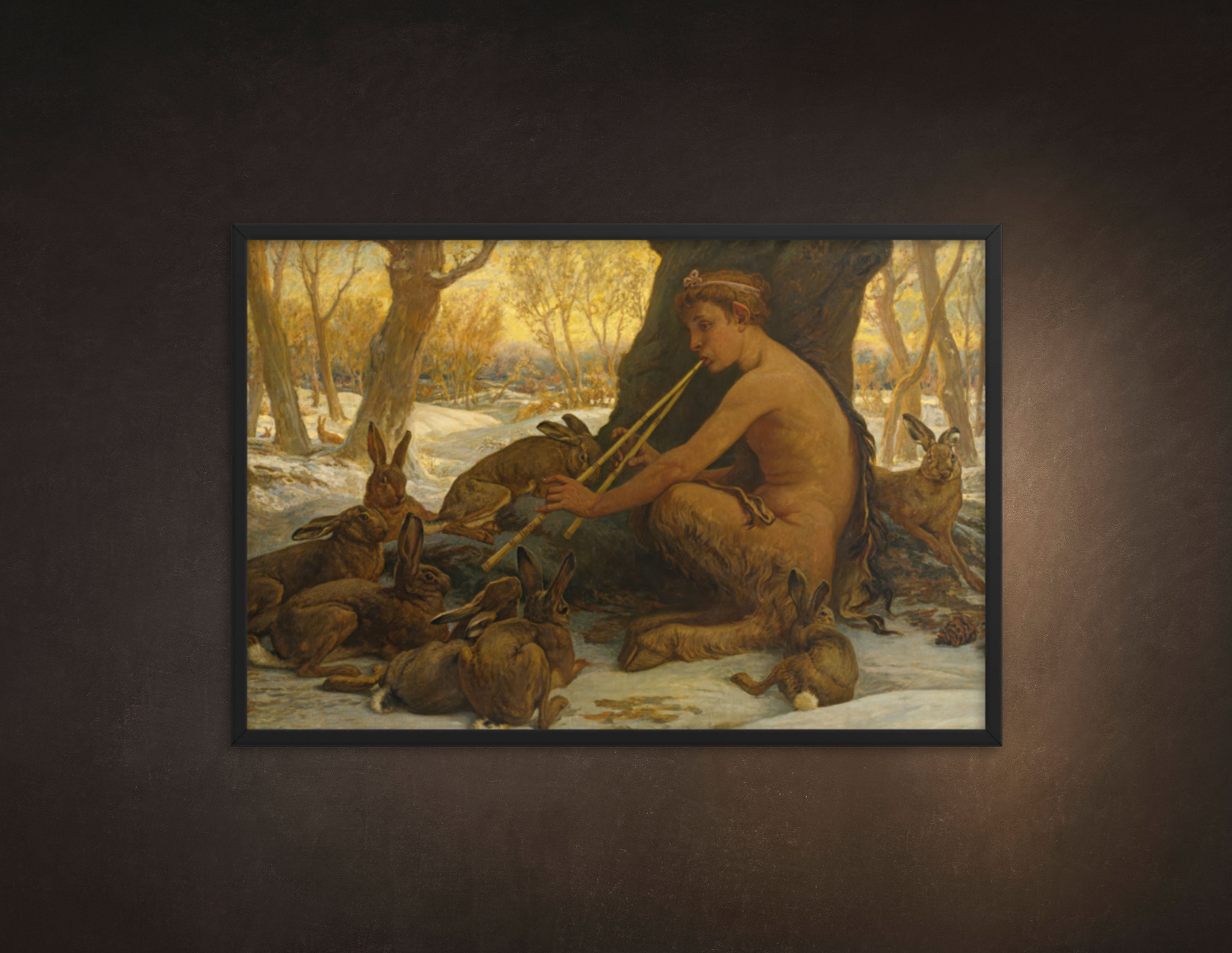 Young Marsyas Playing to the Hares, by Melihu Vedder, Framed Museum-Quality Poster Print, Available in Two Sizes