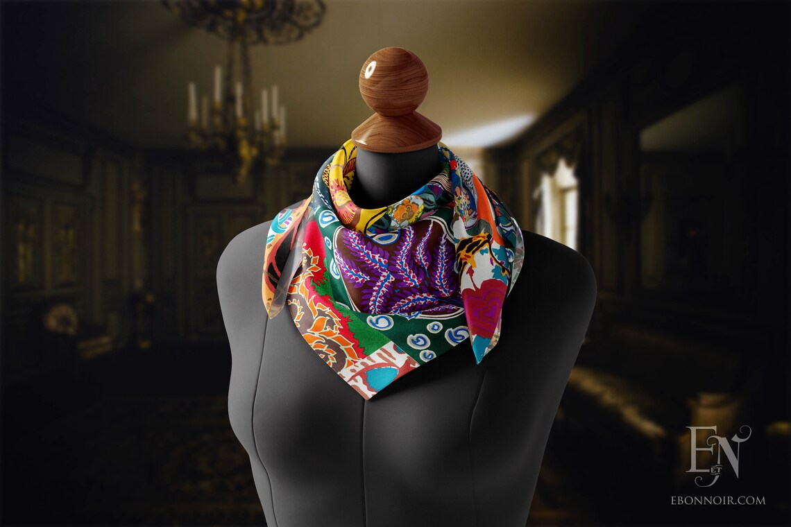 Maximalism to the Max, Colorful and Luxurious Square Scarf/Wrap/Boho Shawl, Made to Order, Handmade and Cruelty-Free