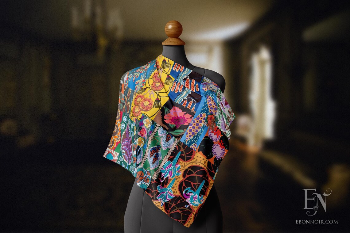 Maximalism to the Max, Colorful and Luxurious Square Scarf/Wrap/Boho Shawl, Made to Order, Handmade and Cruelty-Free