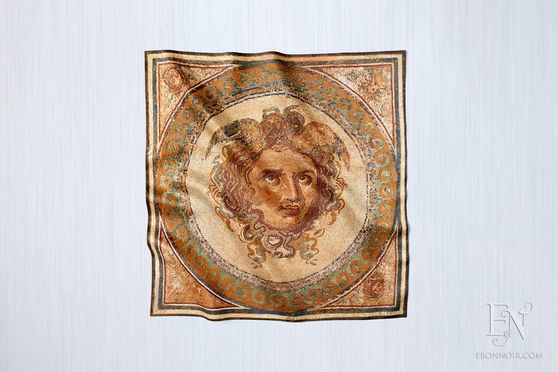 The Medusa Mosaic, Luxurious Square Scarf/Wrap/Boho Shawl, Made to Order, Handmade and Cruelty Free