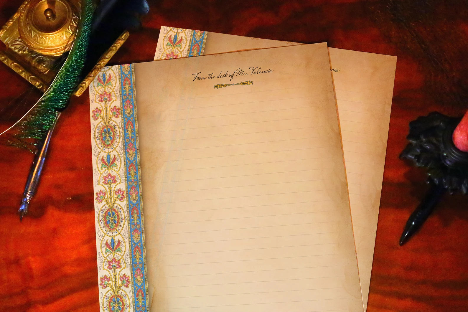 Rowena, Luxurious Handcrafted Stationery Set for Letter Writing, Personalized, 12 Sheets/10 Envelopes