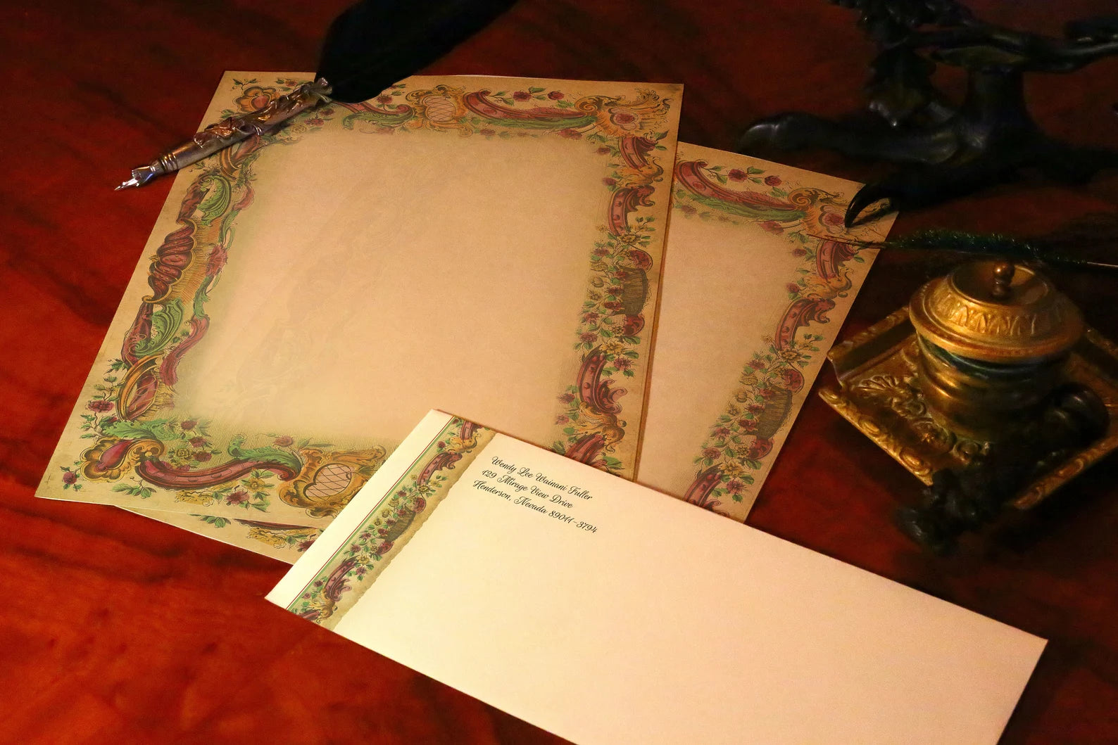 Wildfell Hall, Luxurious Handcrafted Stationery Set for Letter Writing, Personalized, 12 Sheets/10 Envelopes