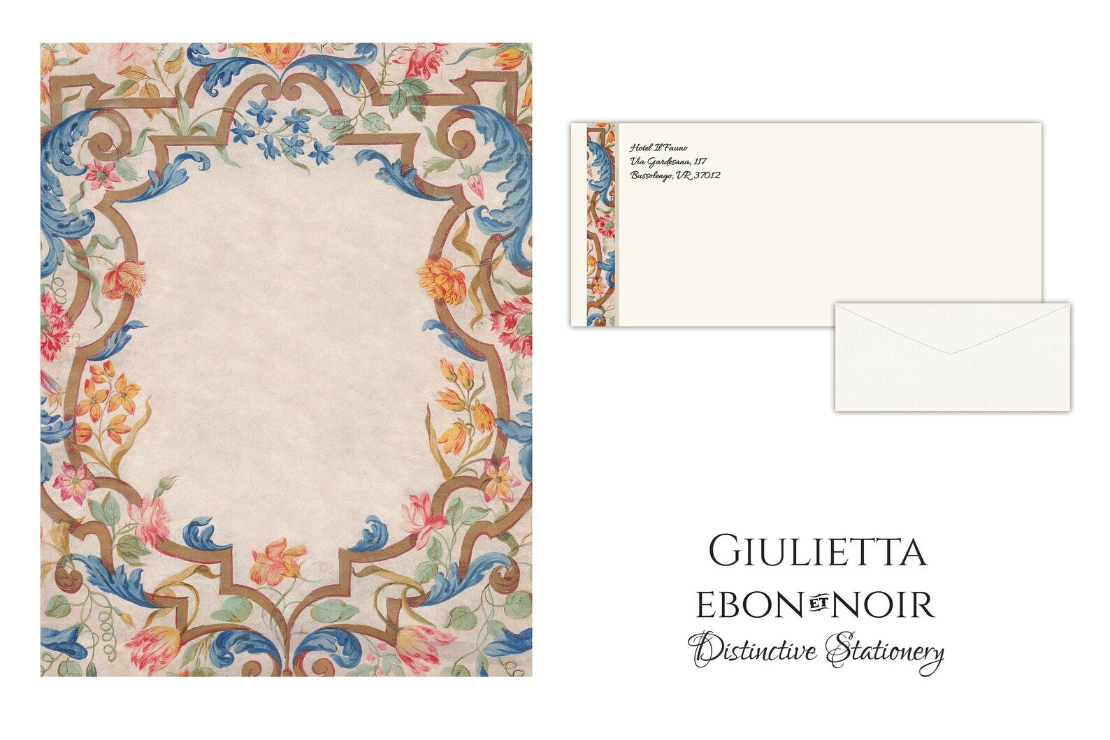 Giulietta, Luxurious Handcrafted Stationery Set for Letter Writing, Personalized, 12 Sheets/10 Envelopes