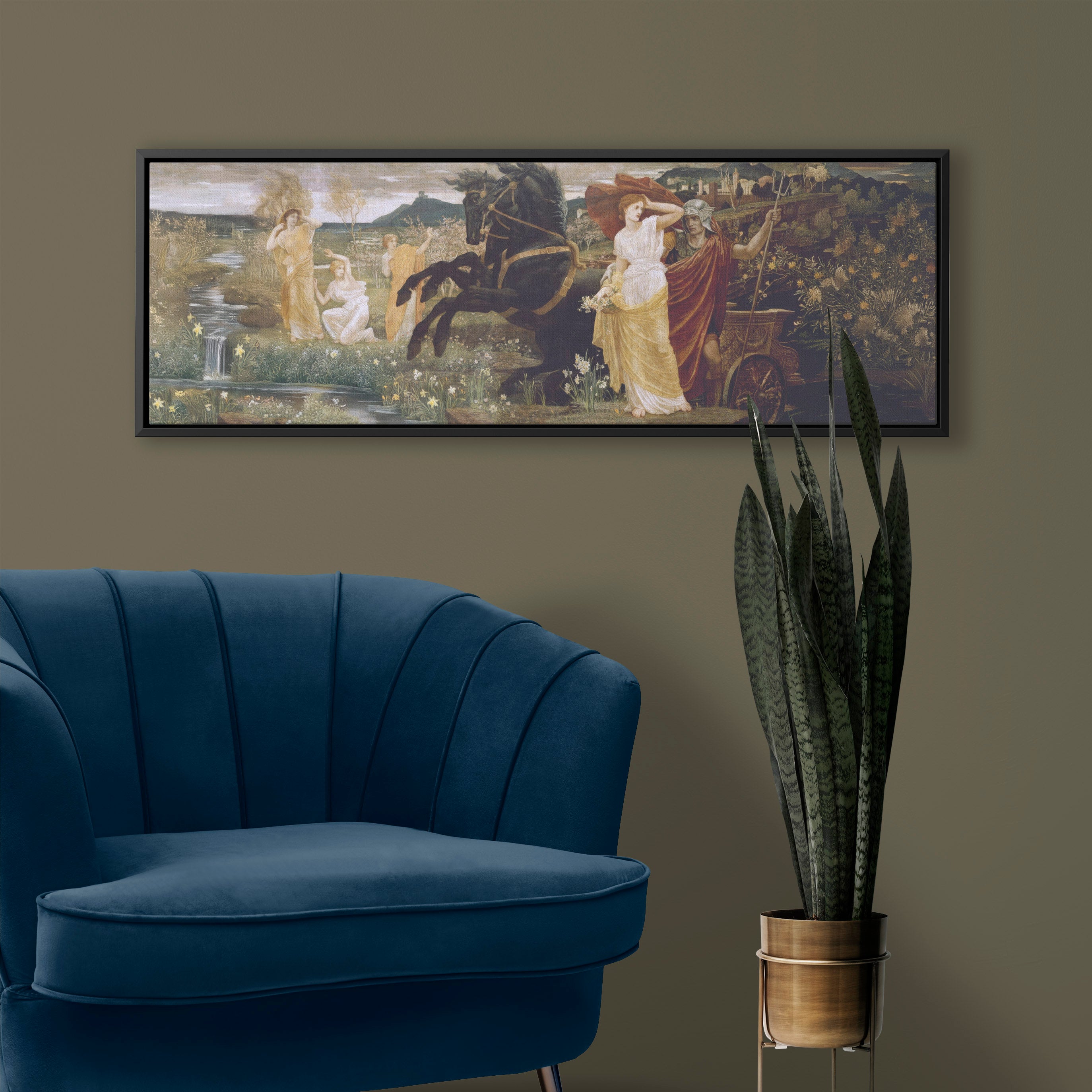 The Abduction of Persephone by Walter Crane, Remastered Framed Panoramic Canvas Print, Available in Multiple Sizes