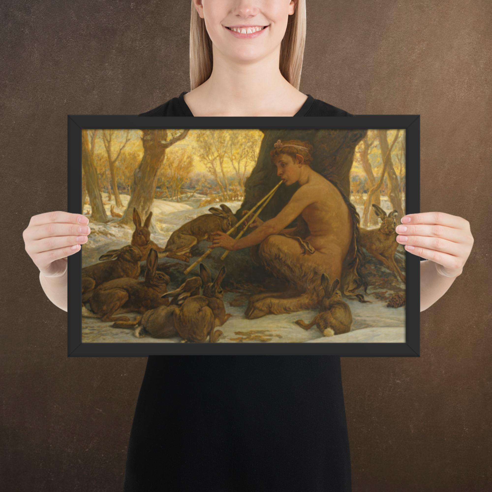 Young Marsyas Playing to the Hares, by Melihu Vedder, Framed Museum-Quality Poster Print, Available in Two Sizes