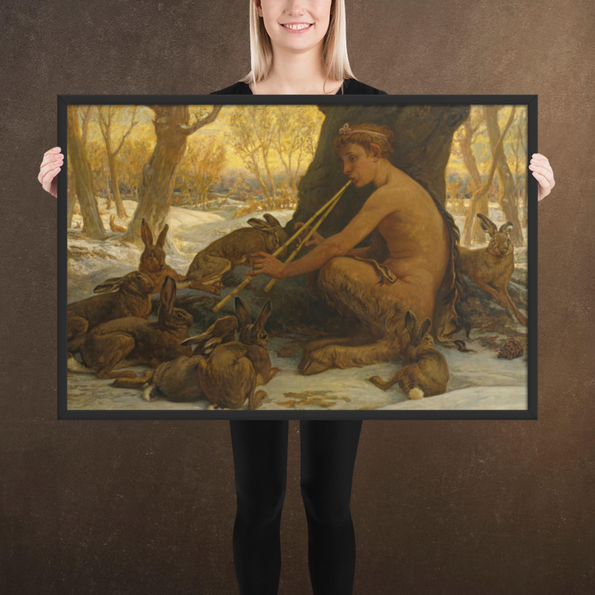 Young Marsyas Playing to the Hares, by Melihu Vedder, Framed Museum-Quality Poster Print, Available in Two Sizes